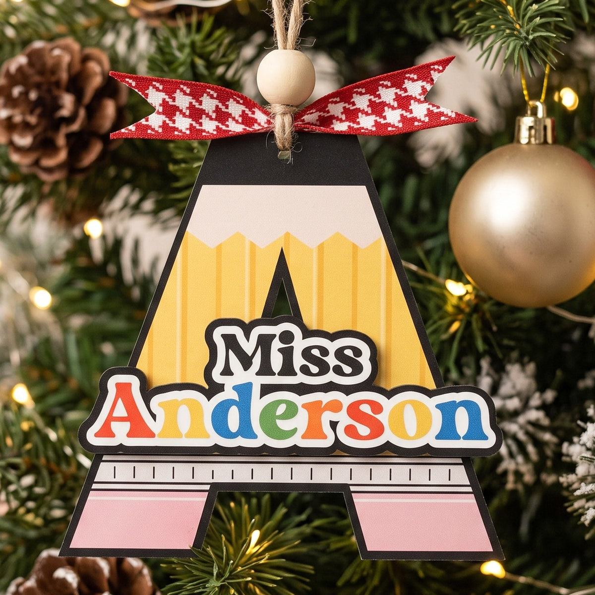 Teacher Ornament Wood and Christmas Tree Ornament for Holiday B47