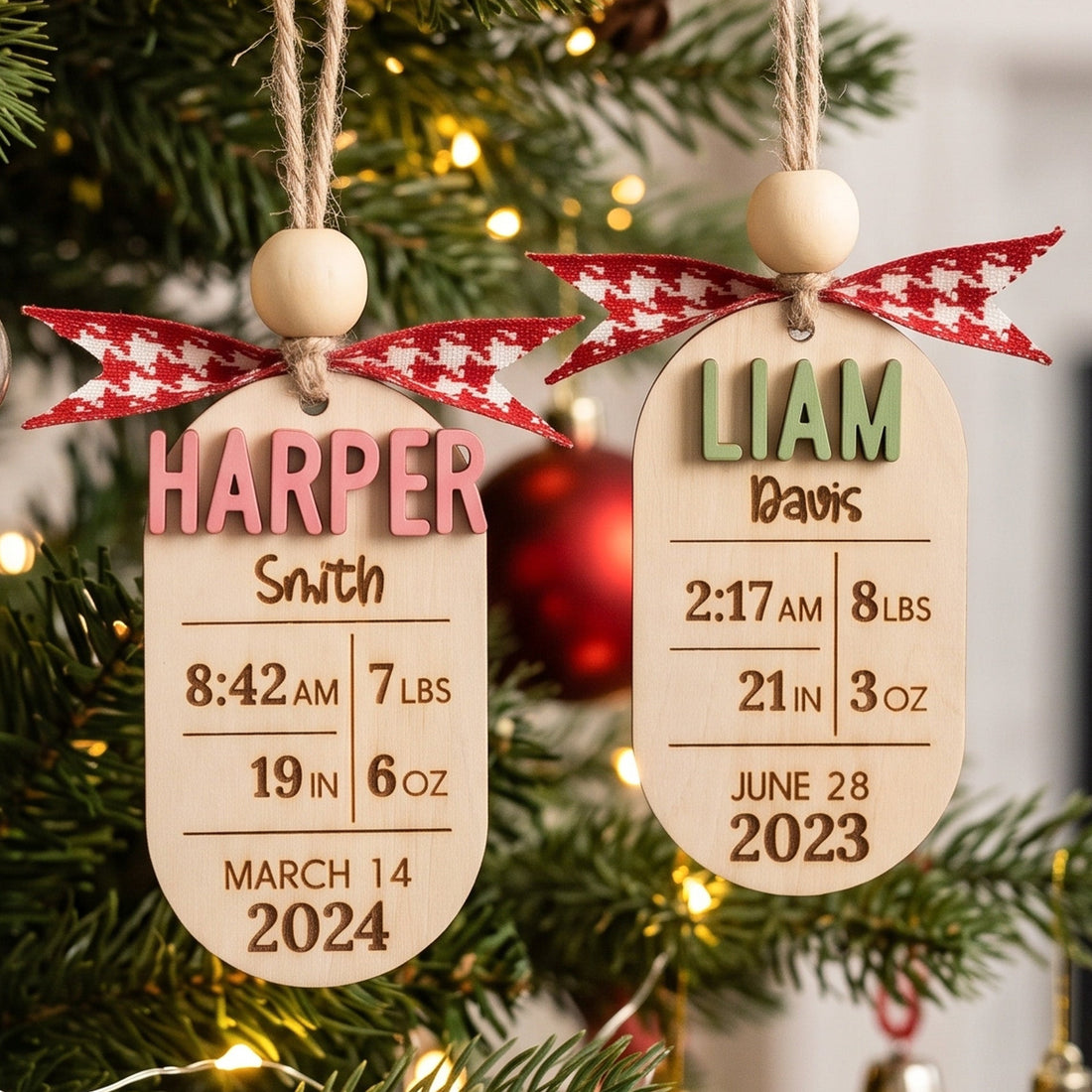 Personalized Baby Birth Stats Wood Ornament for New Parent Gift B43