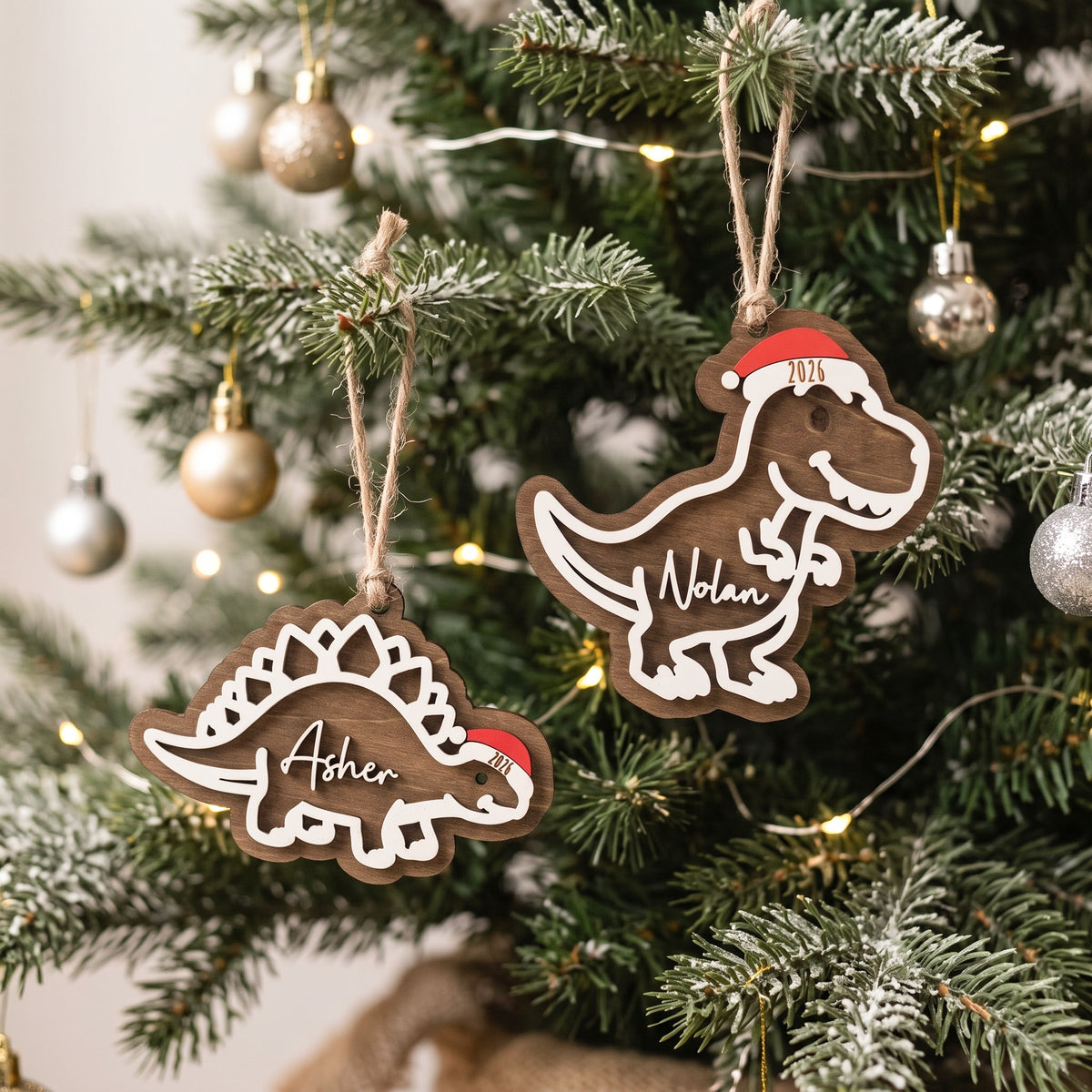 Personalized Kids Christmas Ornament Wood and Baby Tree Decor B45