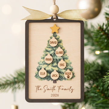 Family Tree Ornament Wood, Christmas Tree Ornament Decor B56