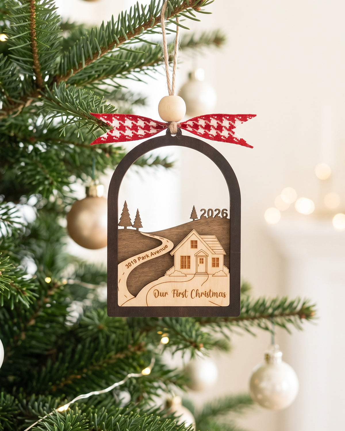 First Home Ornament Wood and Custom Address Ornament for Tree B51