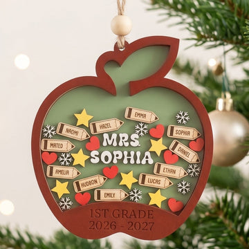 Teacher Shaker Ornament Wood, Custom Shaker Ornament for Gifts B59