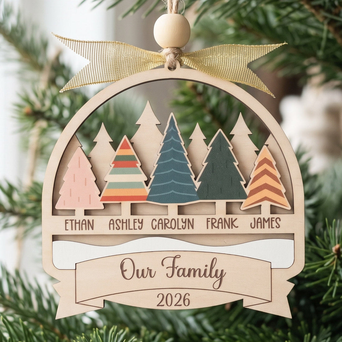 Family Trees Ornament Wood and Custom Family Ornament Gift B71