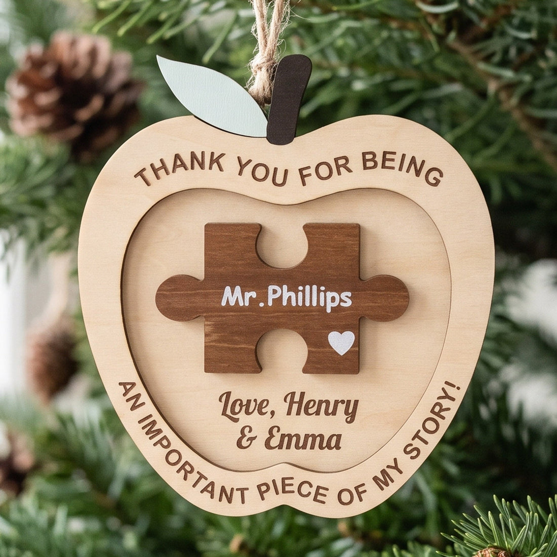 Teacher Ornament Wood, Teacher Appreciation Gift for Classroom B52
