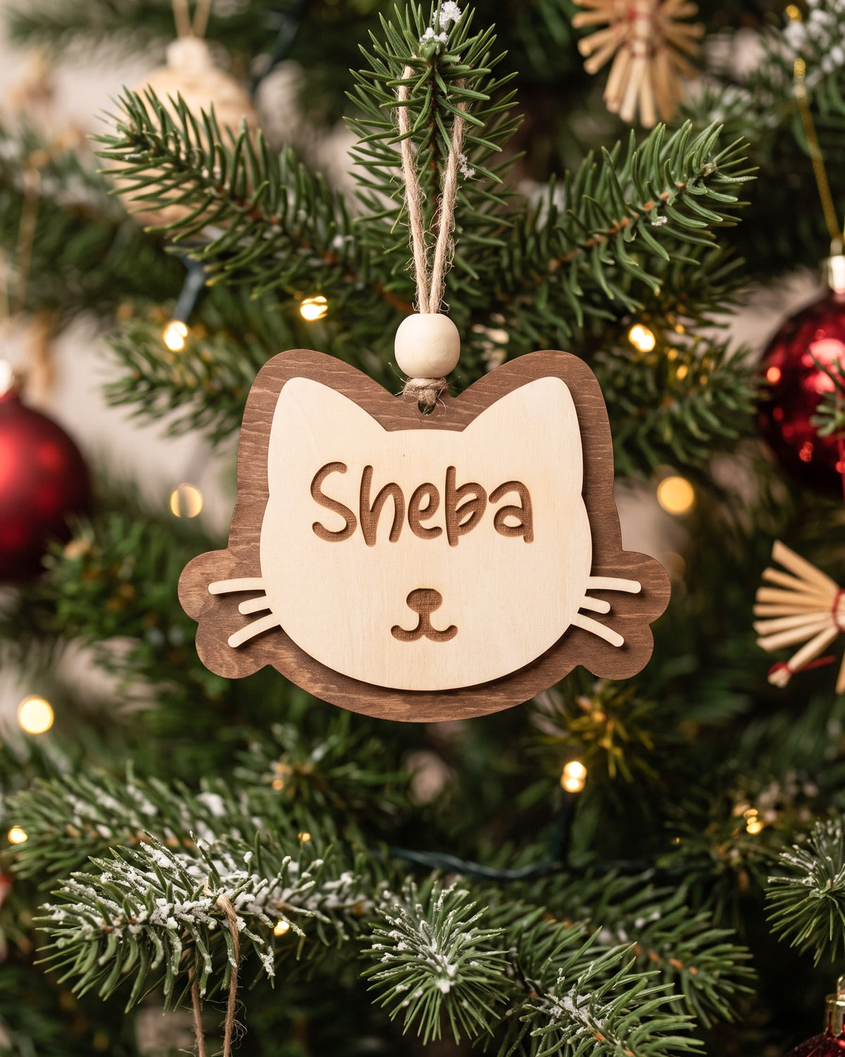 Wood Pet Ornament Wood, Pet Christmas Ornament for Dog Lovers B48