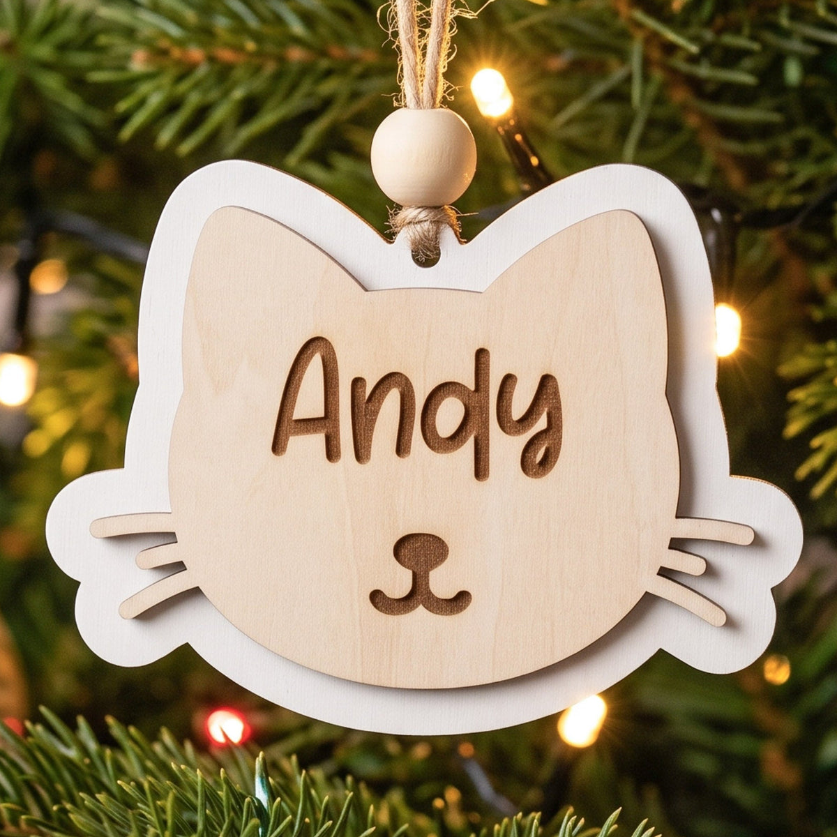 Wood Pet Ornament Wood, Pet Christmas Ornament for Dog Lovers B48