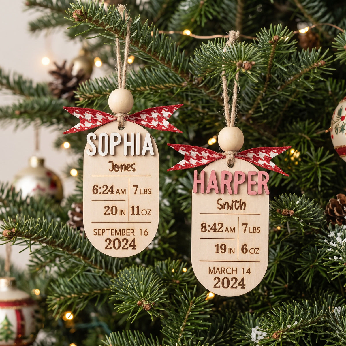 Personalized Baby Birth Stats Wood Ornament for New Parent Gift B43