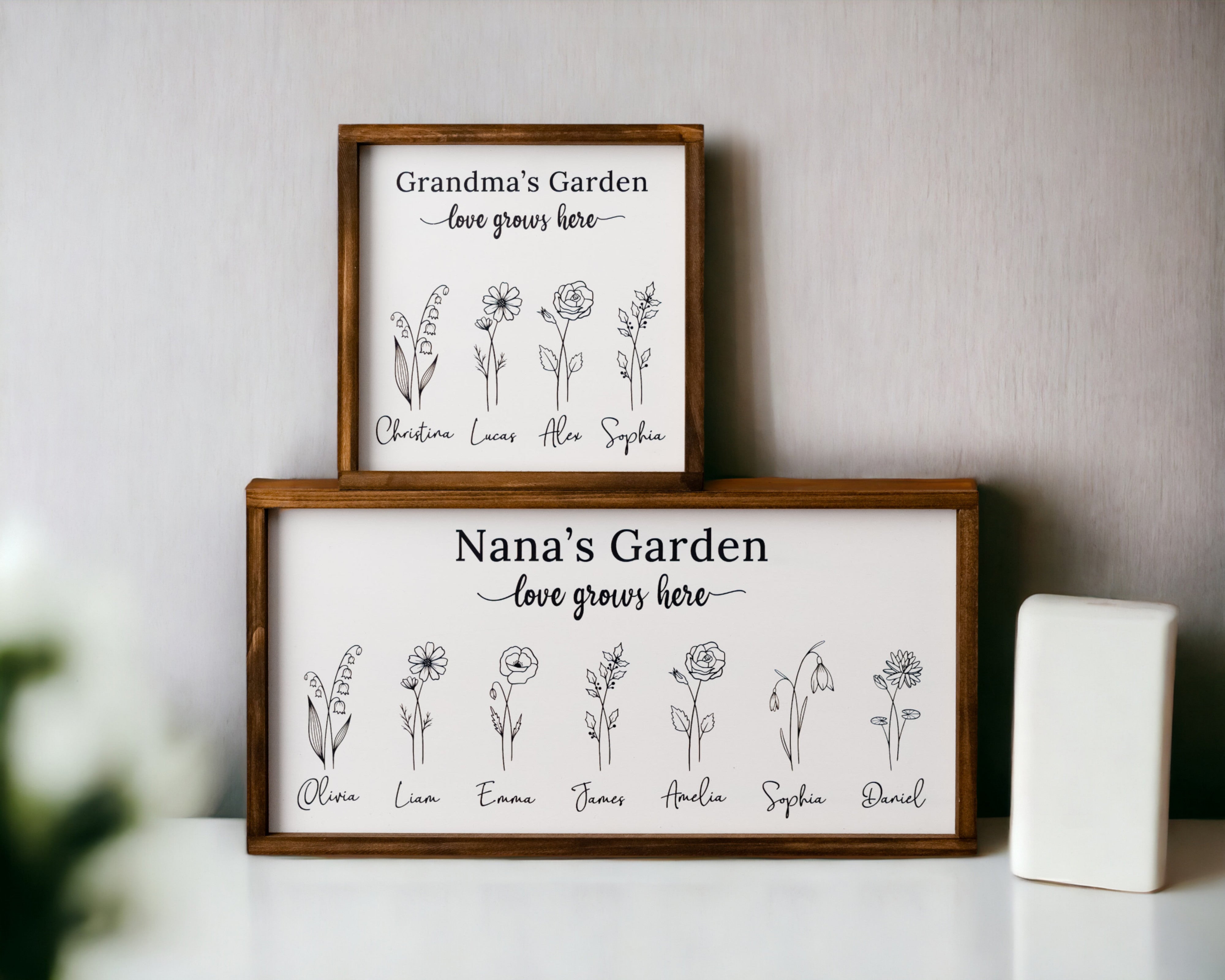 Personalized Wooden Family Flower Garden Sign for Mother Day Gift J16