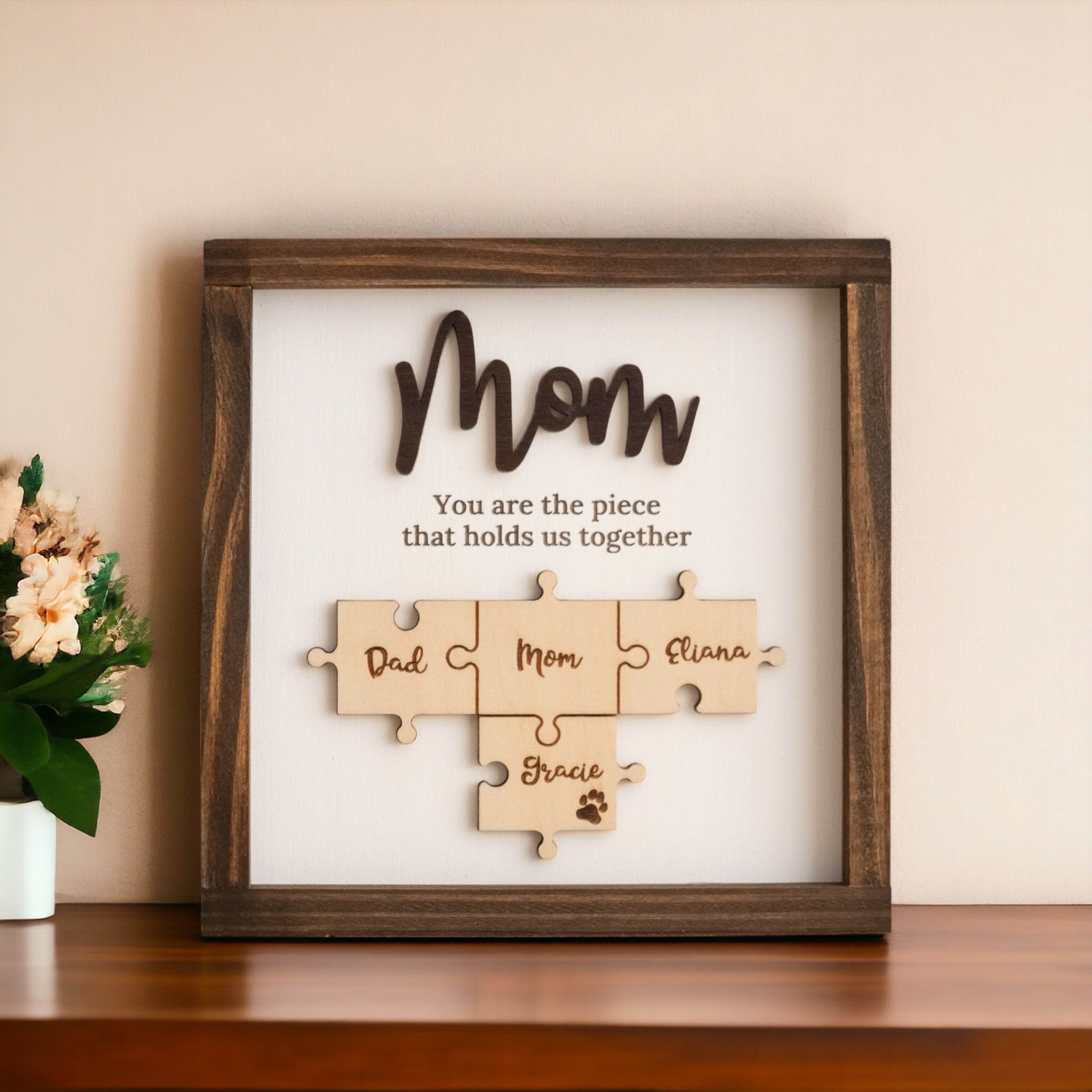Personalized Wooden Puzzle Frame for Mom Wood for Custom Gifts J29