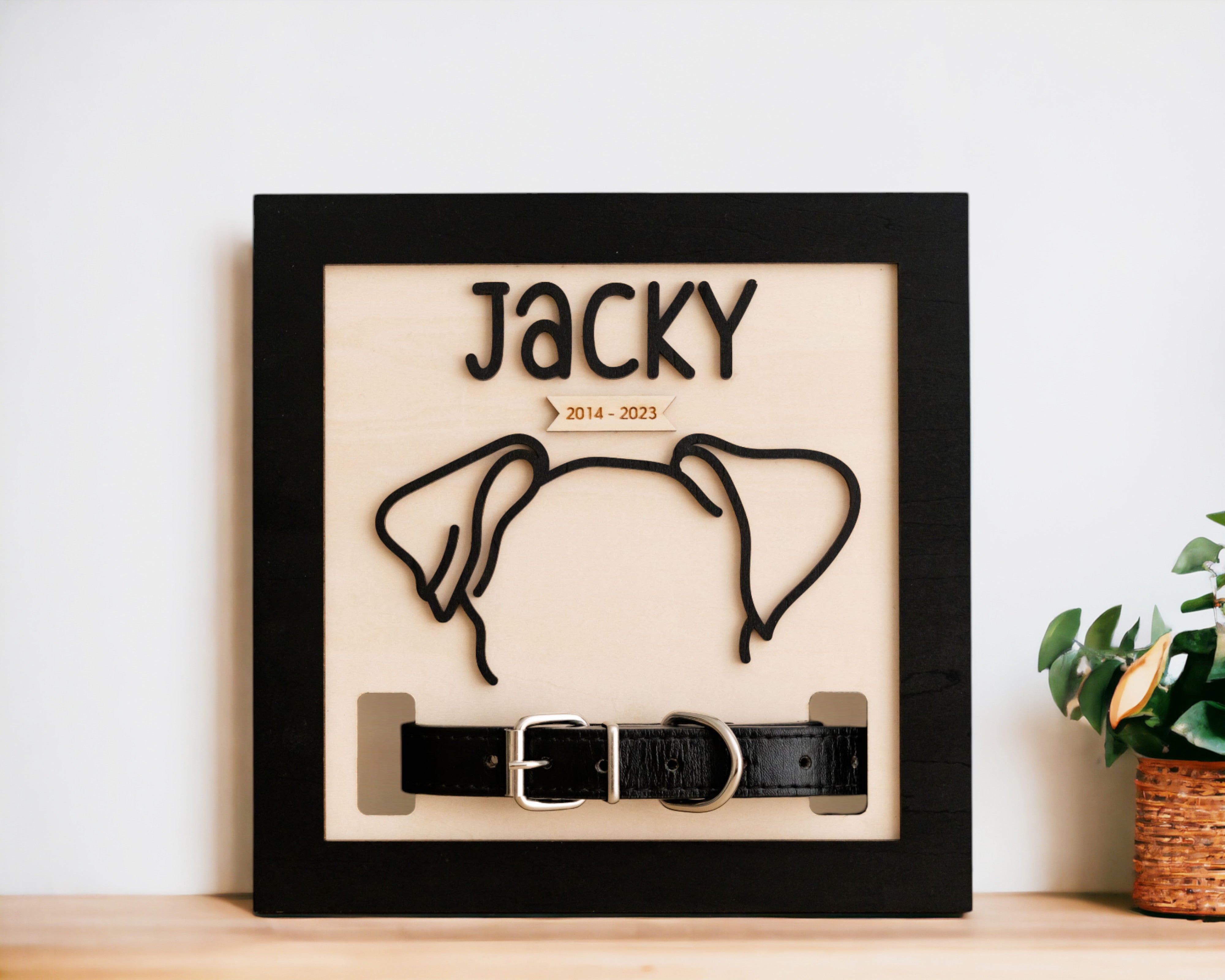 Dog Ear Drawing Framed Wood Pet Memorial Gift for Dog Lovers J51
