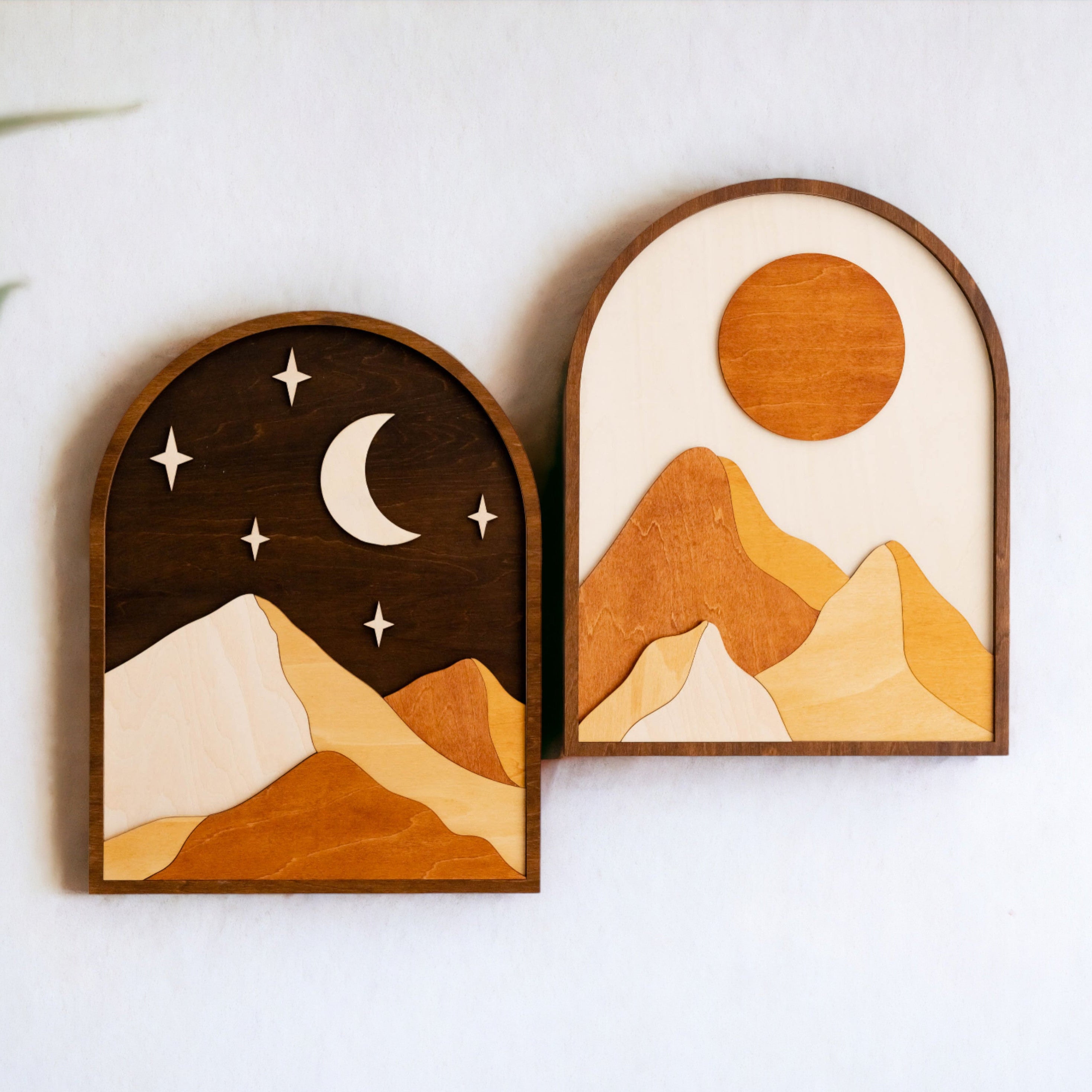 Sun And Moon Wood Wall Art Wood for Boho Wall Art Decor J53
