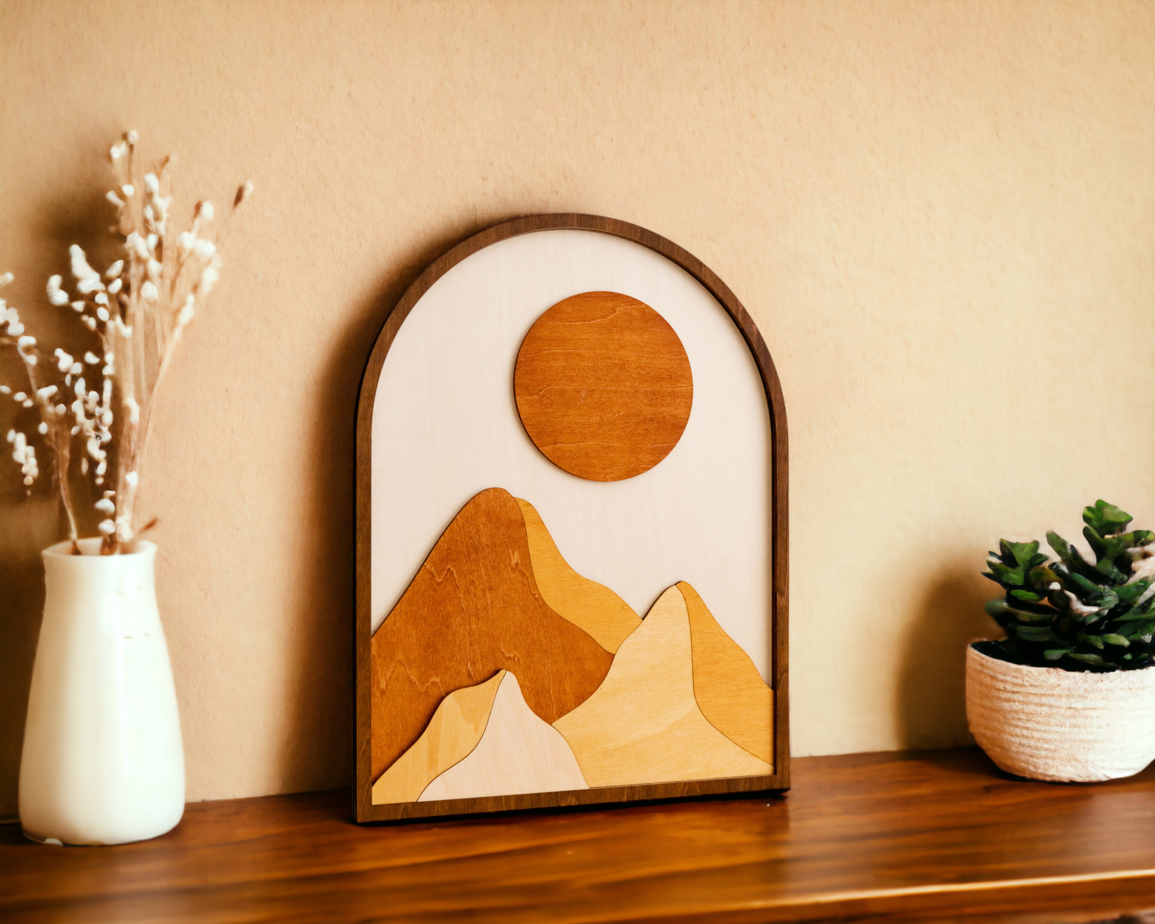 Sun And Moon Wood Wall Art Wood for Boho Wall Art Decor J53