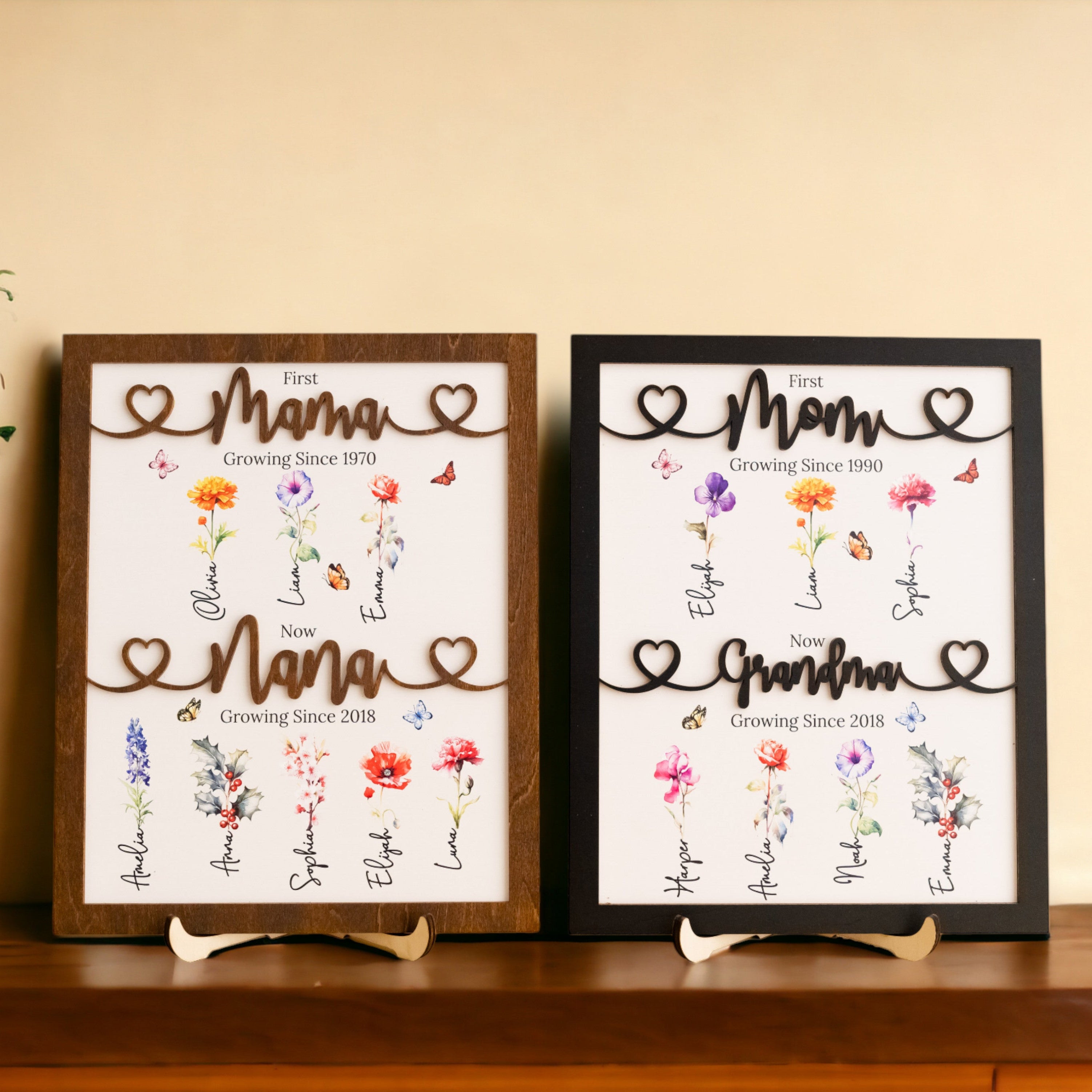 Personalized Wooden Family Flower Garden Sign Rustic Mom Gift J65