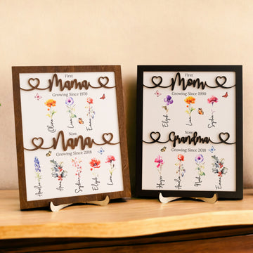 Personalized Wooden Family Flower Garden Sign Rustic Mom Gift J65