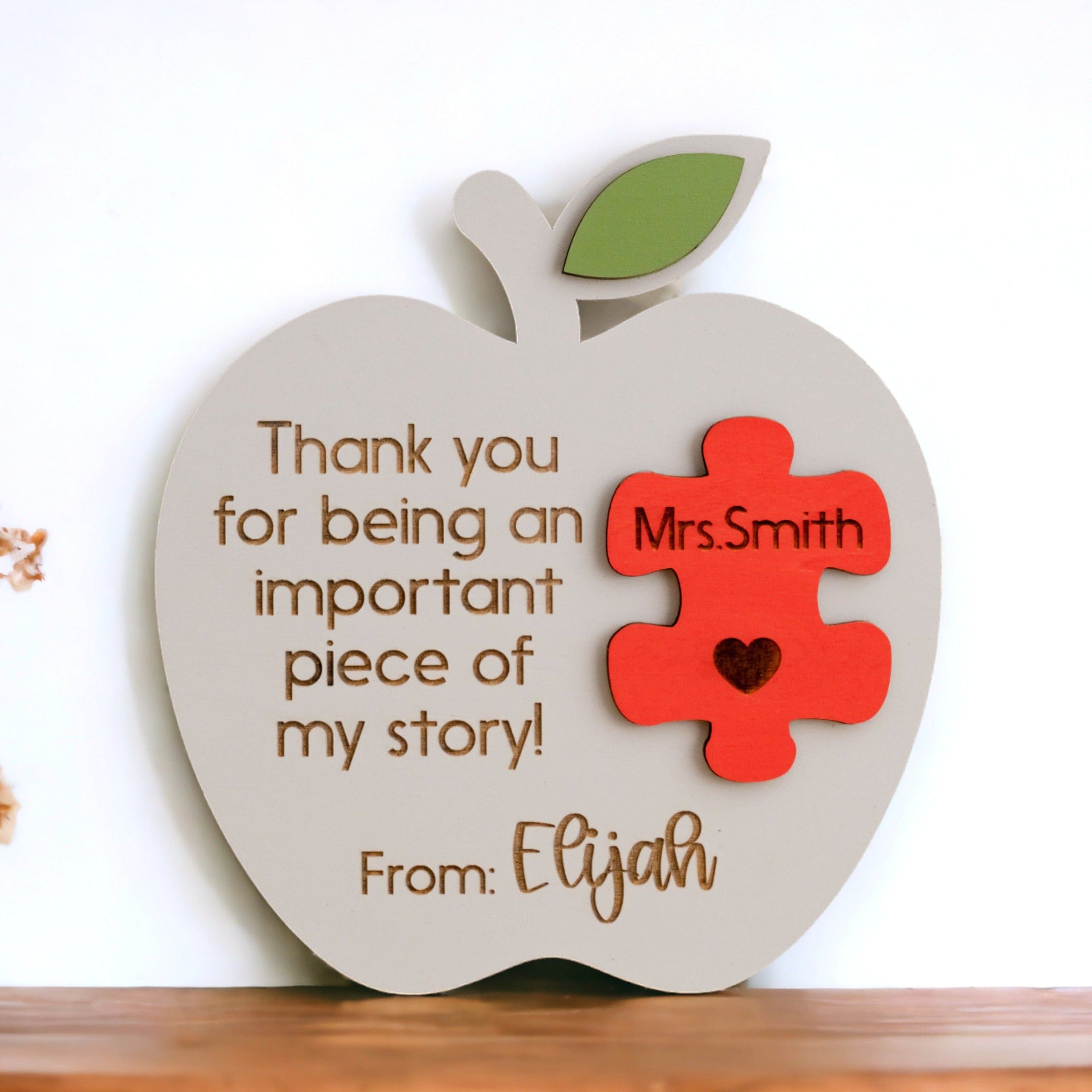 Handcrafted Personalized Wooden Teacher's Apple Desk Ornament