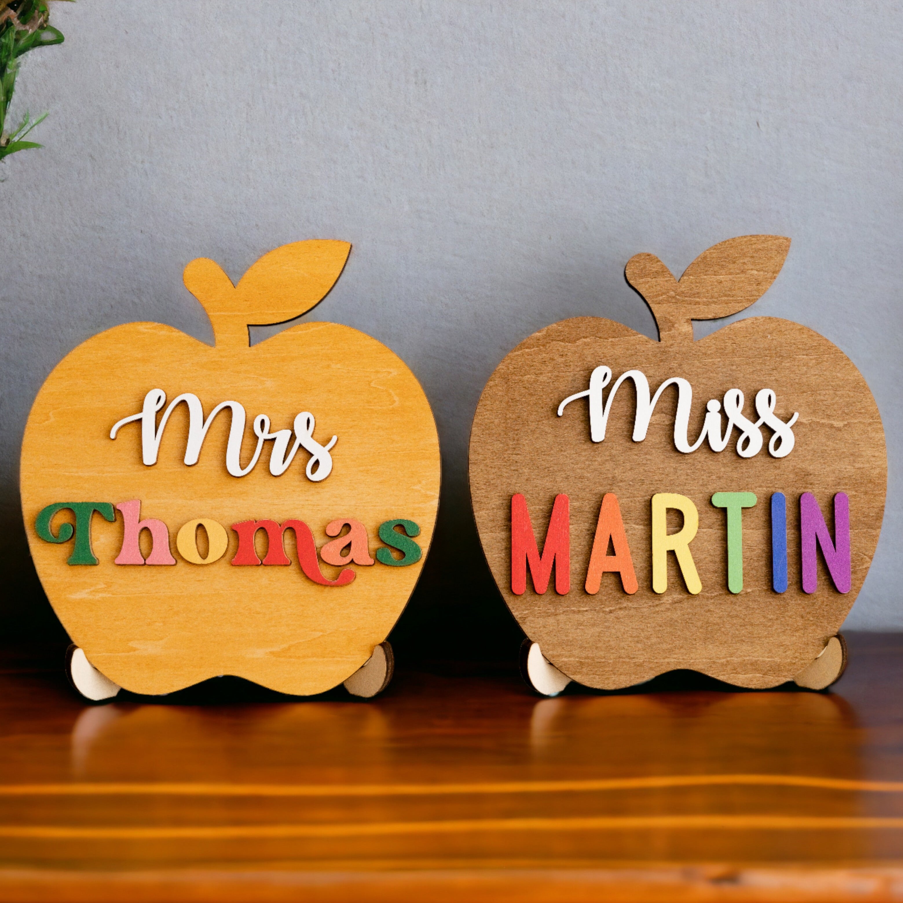 Custom Wooden Teacher's Apple Desk Ornament