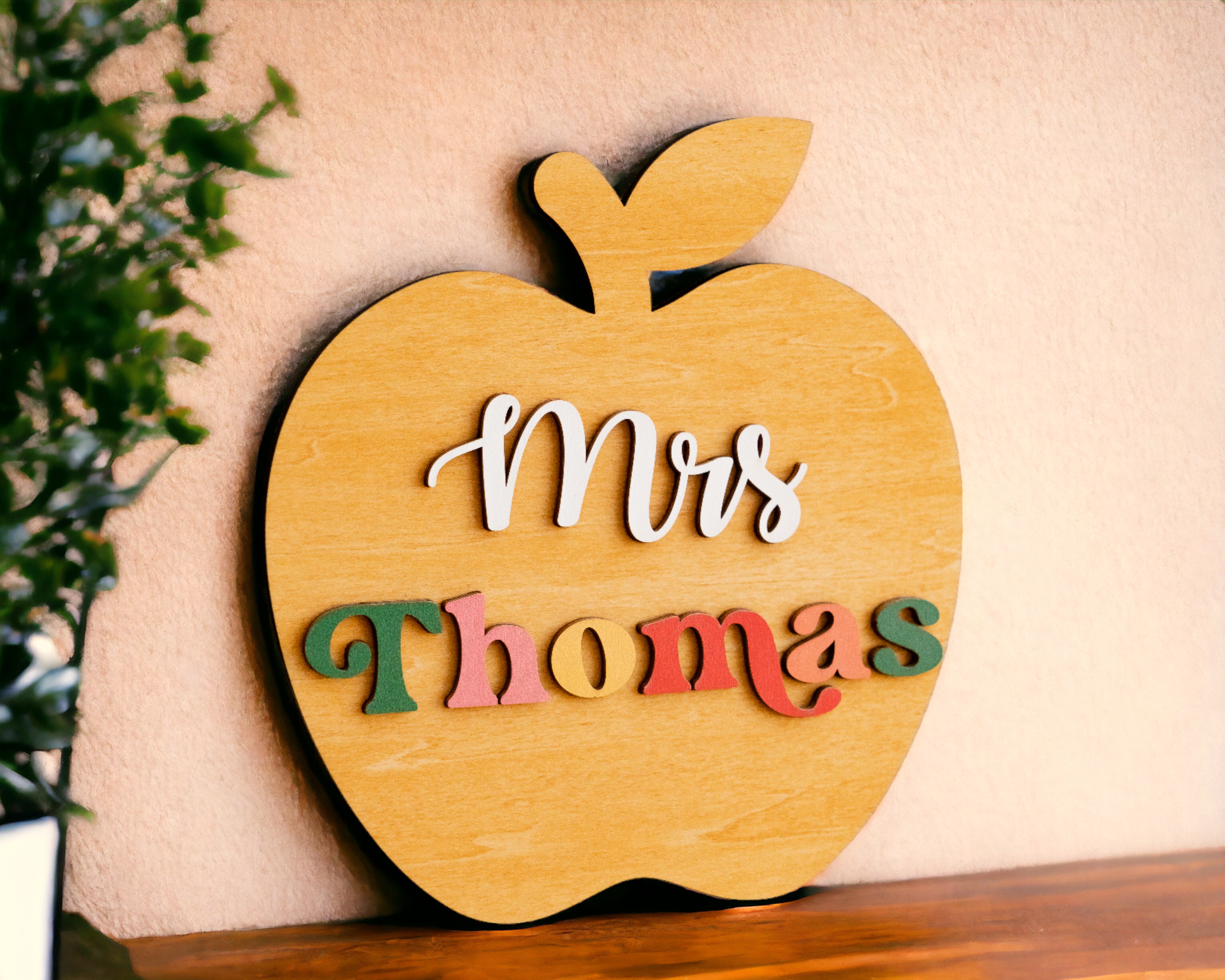 Custom Wooden Teacher's Apple Desk Ornament