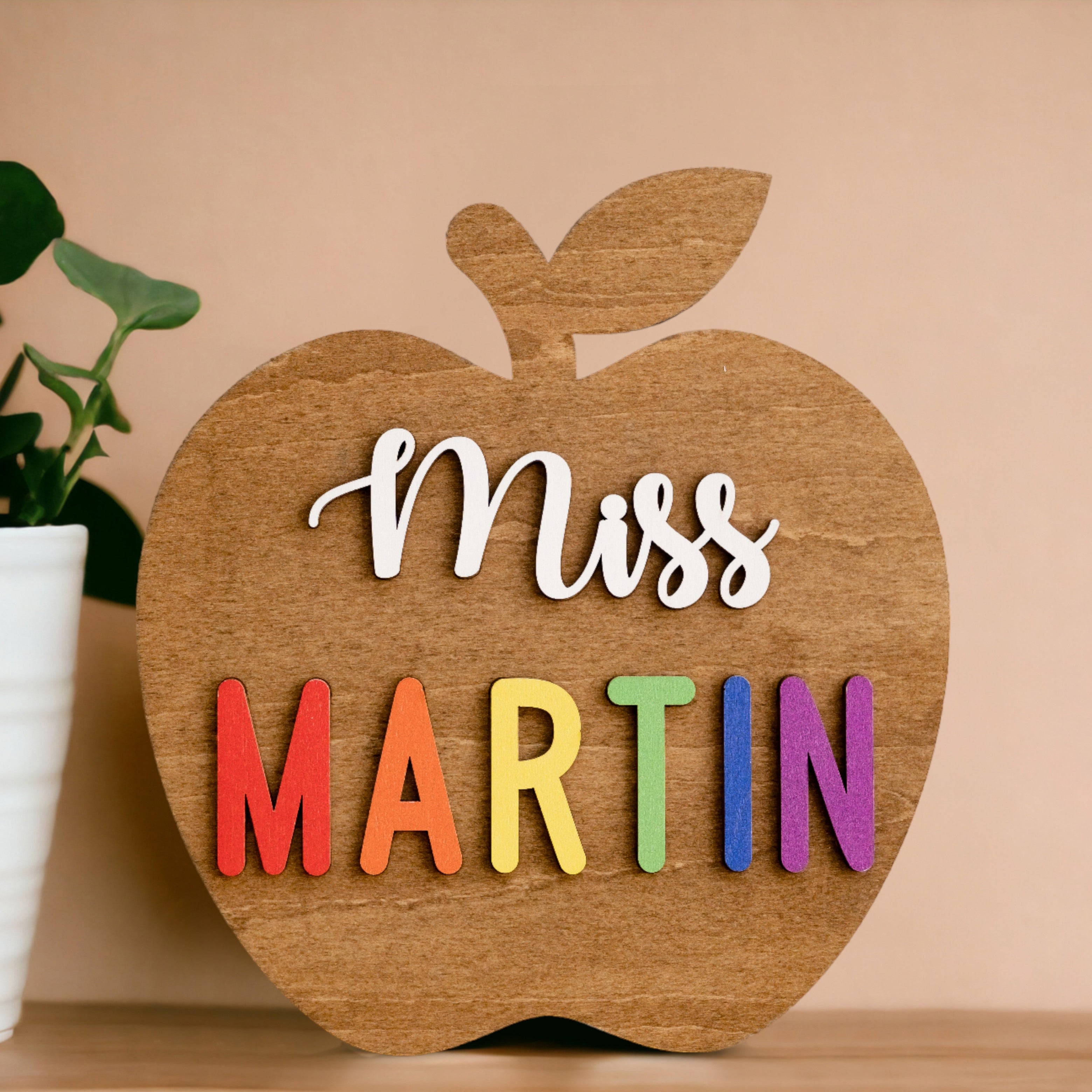 Custom Wooden Teacher's Apple Desk Ornament