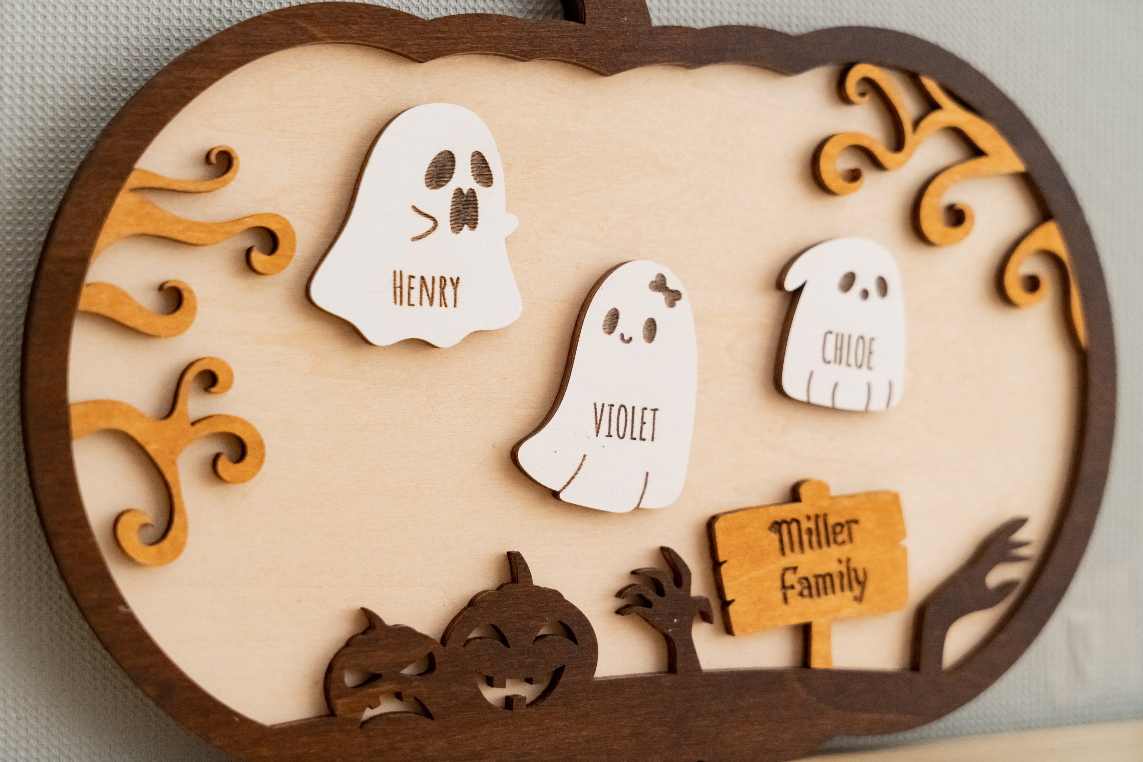 Personalized Wooden Pumpkin for Fall Table Decor