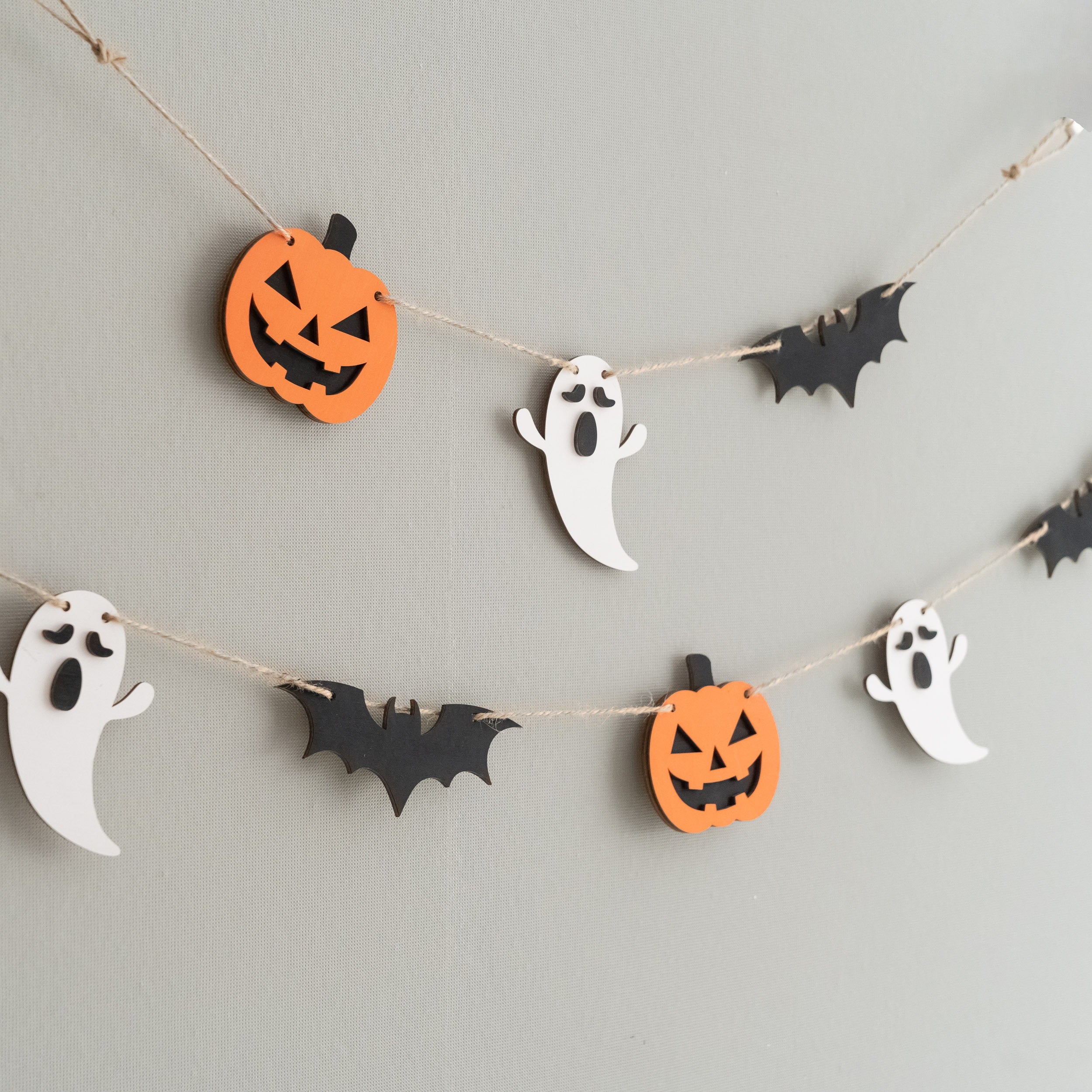Wooden Halloween Garland Wood for Party Wall Decor R33