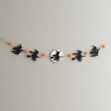 Wooden Witches Halloween Garland Wood for Halloween Wall Decor R37