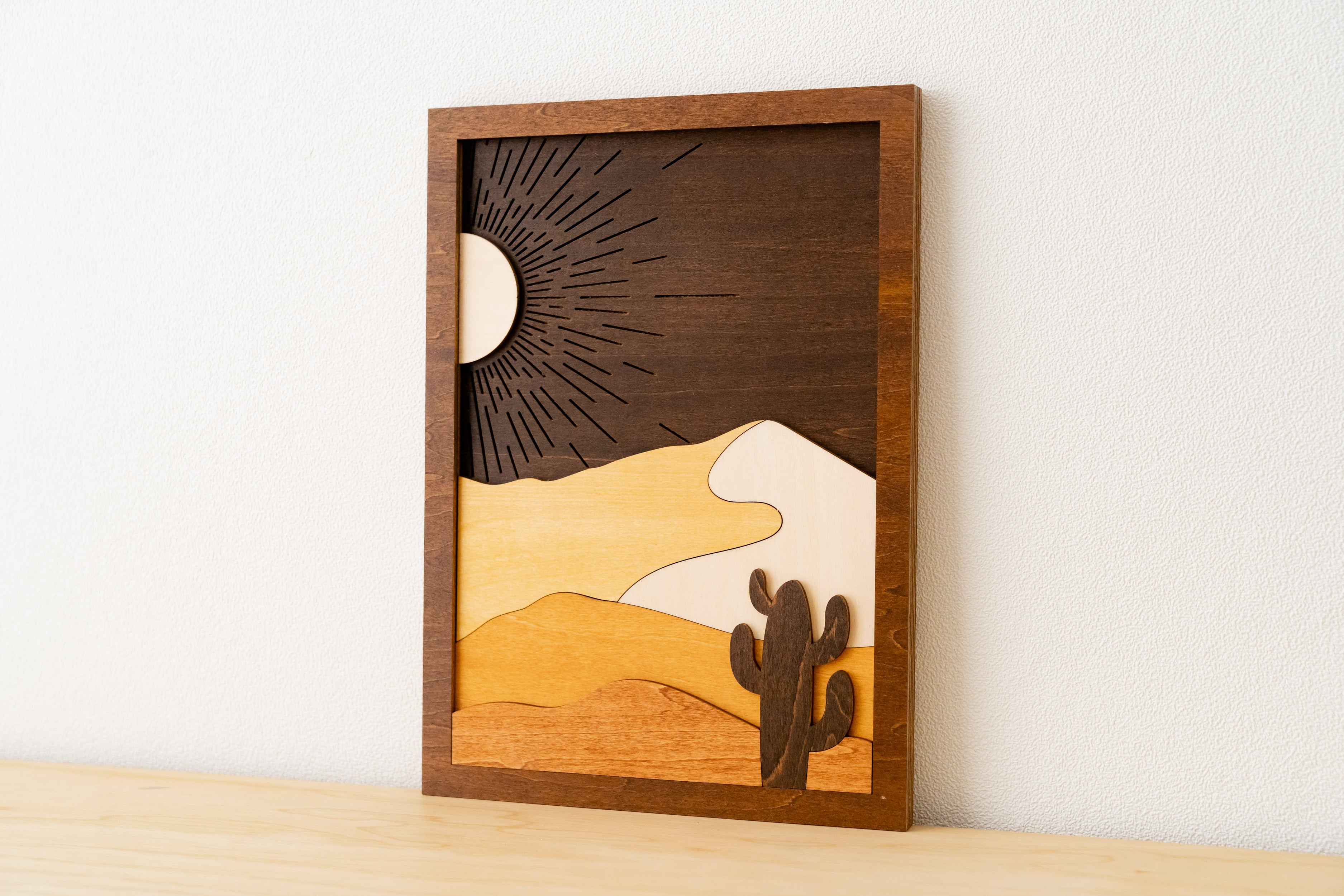 Boho Chic Sun and Moon Wooden Wall Art Ensemble