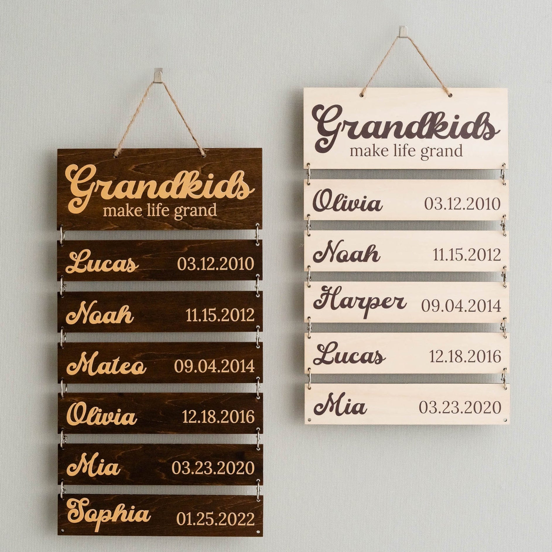 Personalized Family Name Sign Wood for Grandchildren Wall Decor E98