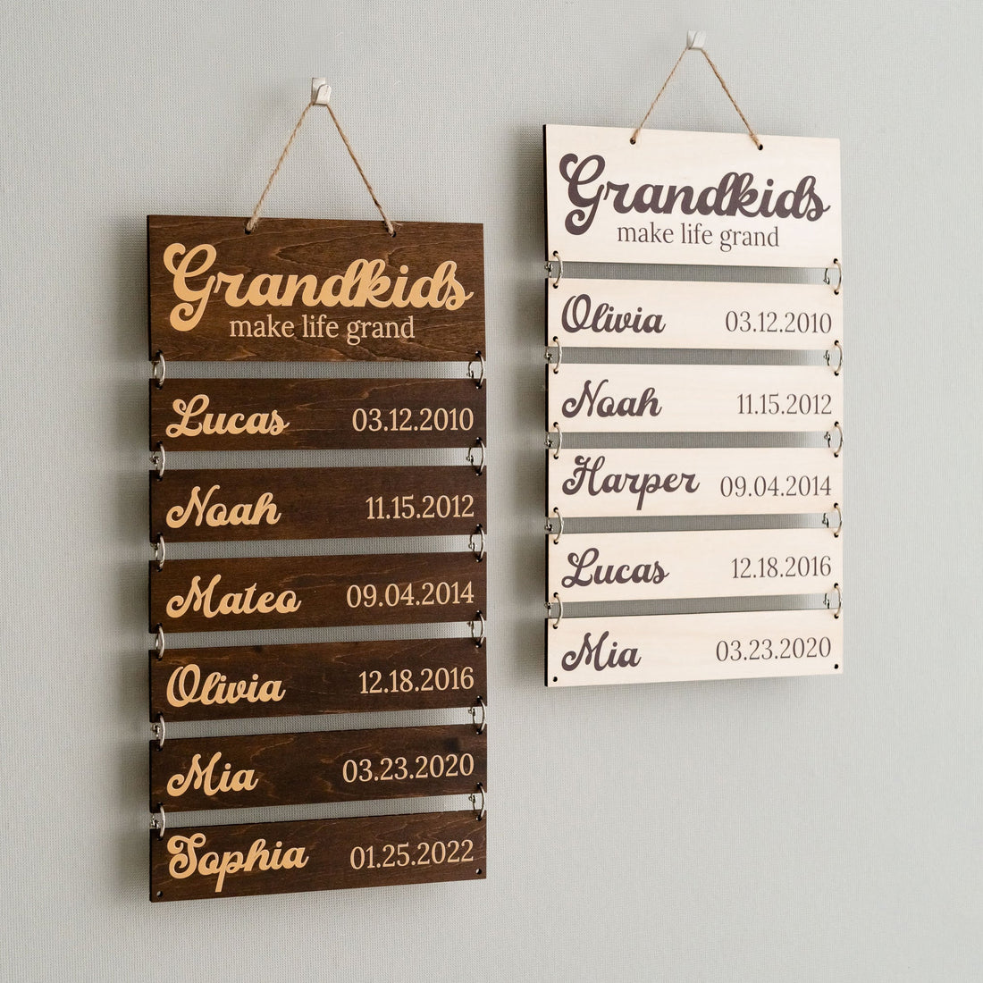 Personalized Family Name Sign Wood for Grandchildren Wall Decor E98