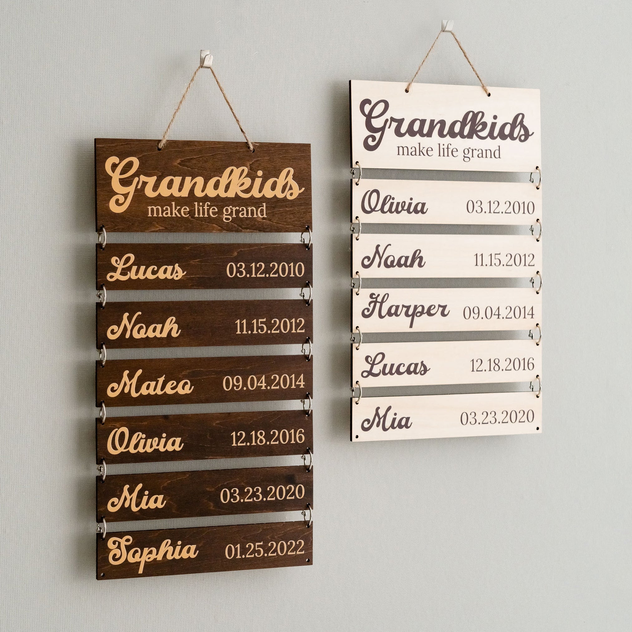 Personalized Family Name Sign Wood for Grandchildren Wall Decor E98