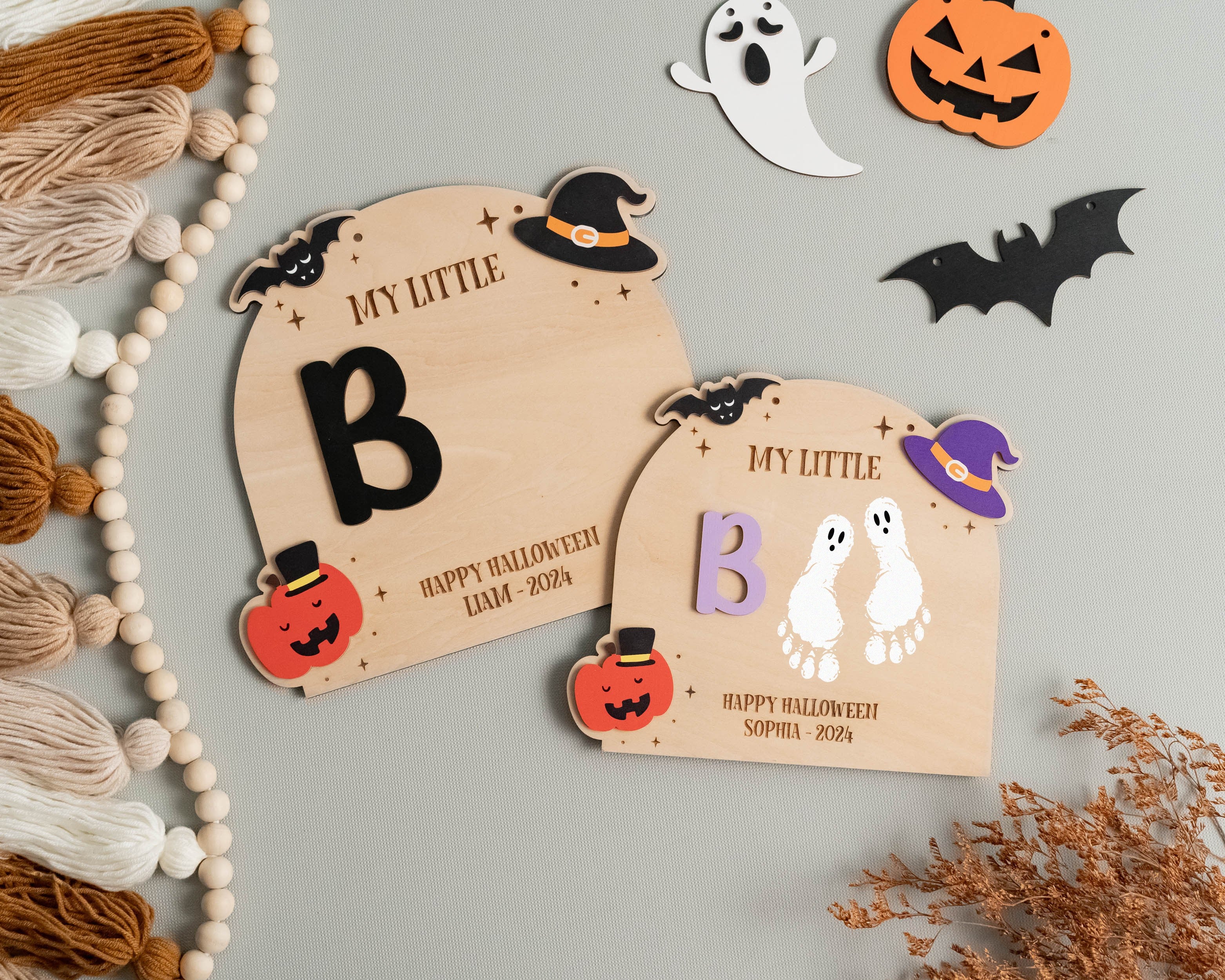 Personalized Boho Halloween Plaque for Nursery Decor