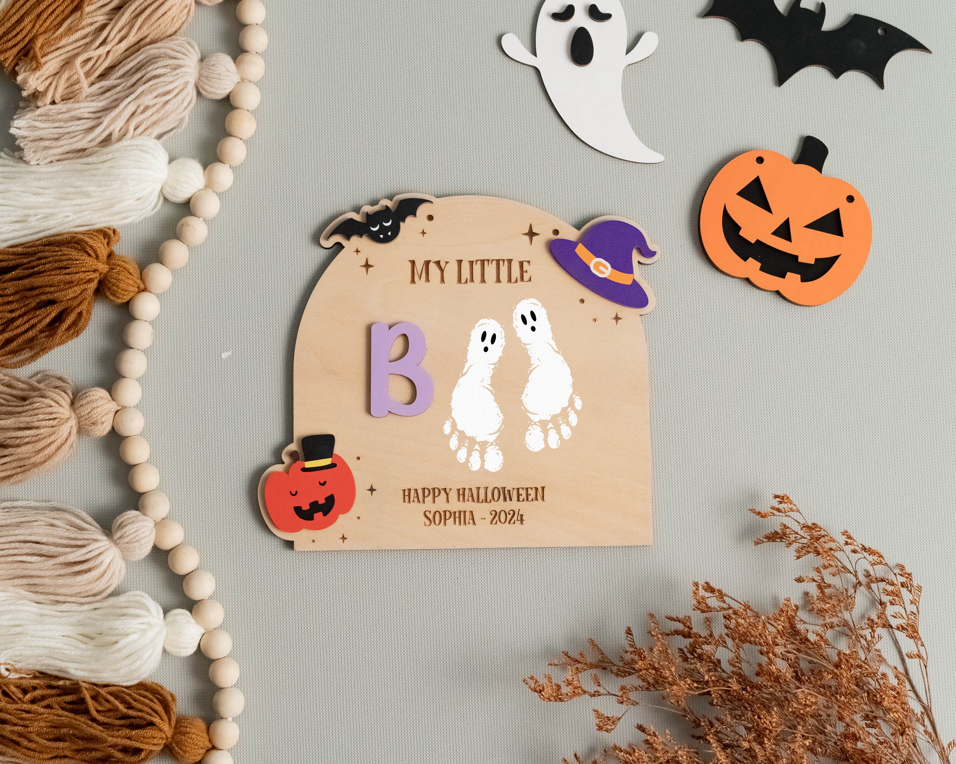 Personalized Halloween Nursery Sign for a Cozy Boho Room Decor