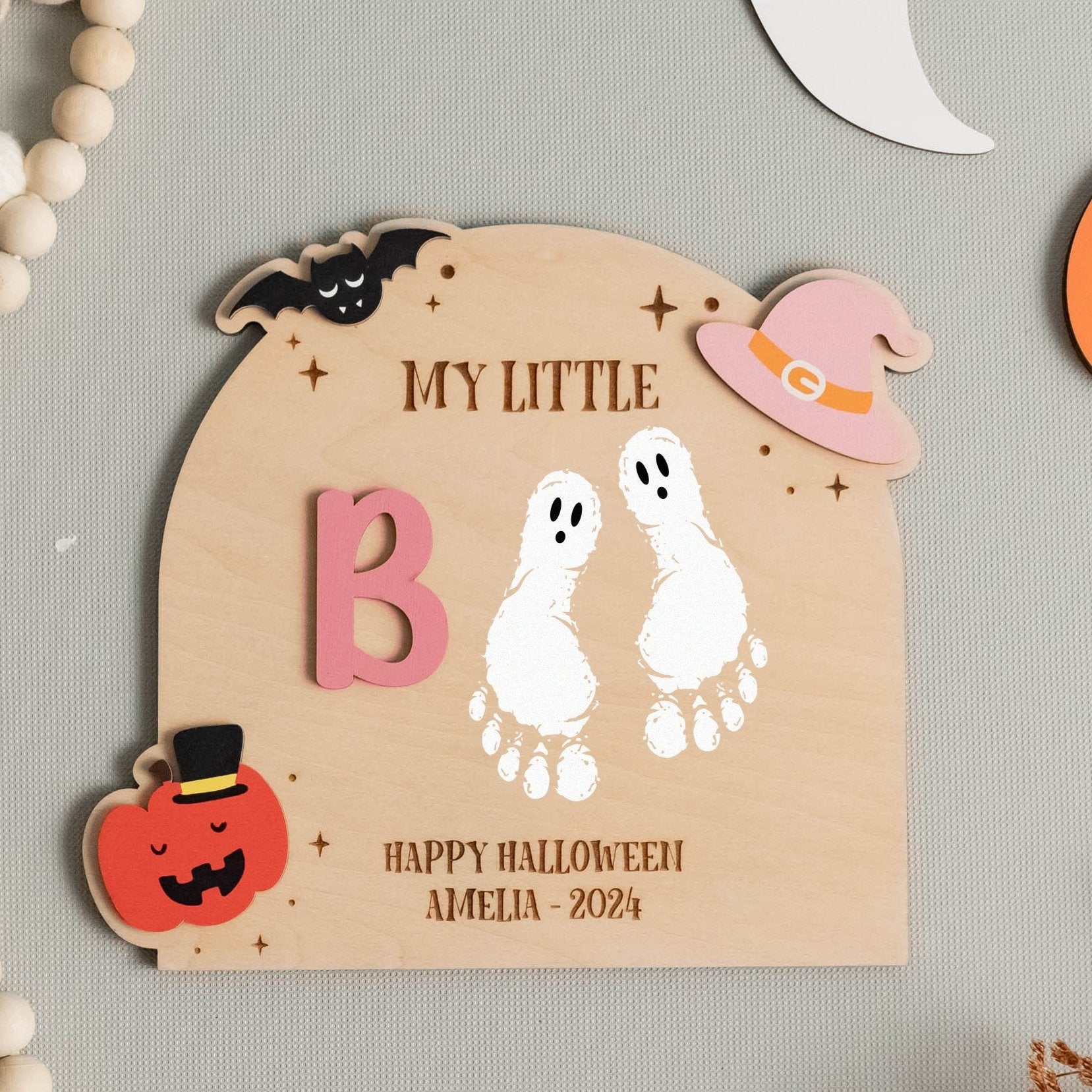 Personalized Halloween Nursery Sign for a Cozy Boho Room Decor