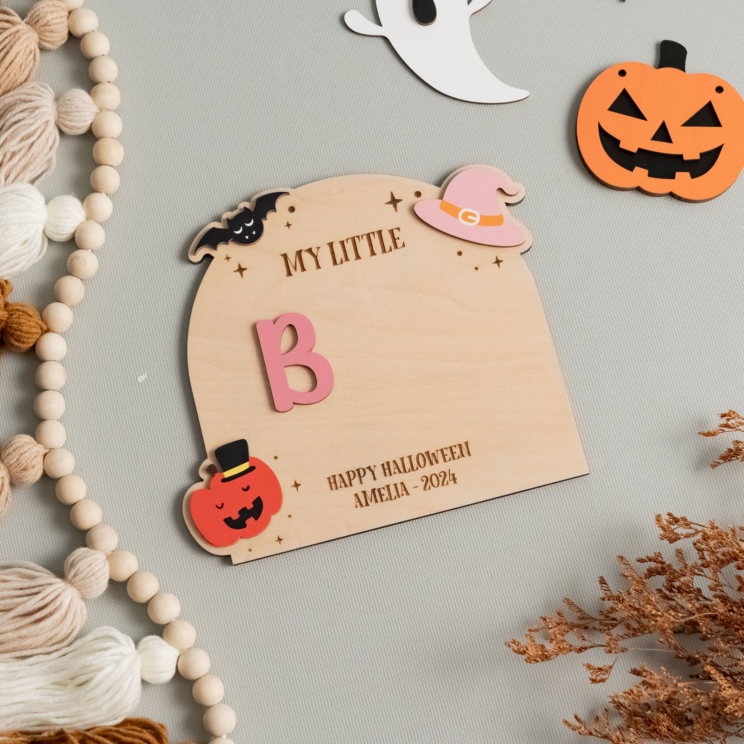 Personalized Halloween Nursery Sign for a Cozy Boho Room Decor