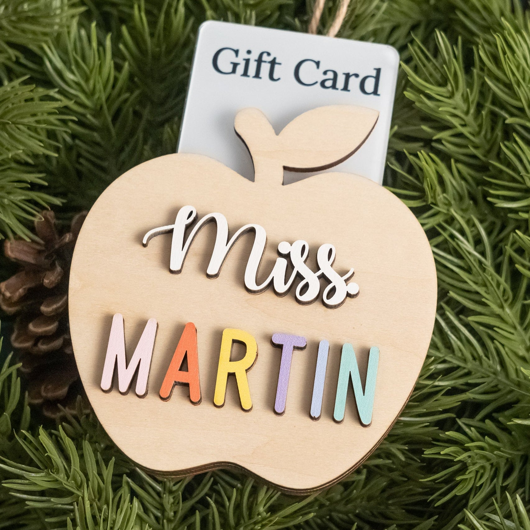 Teacher Gift Card Holder Ornament Wood for Cute Teacher Gifts Y18