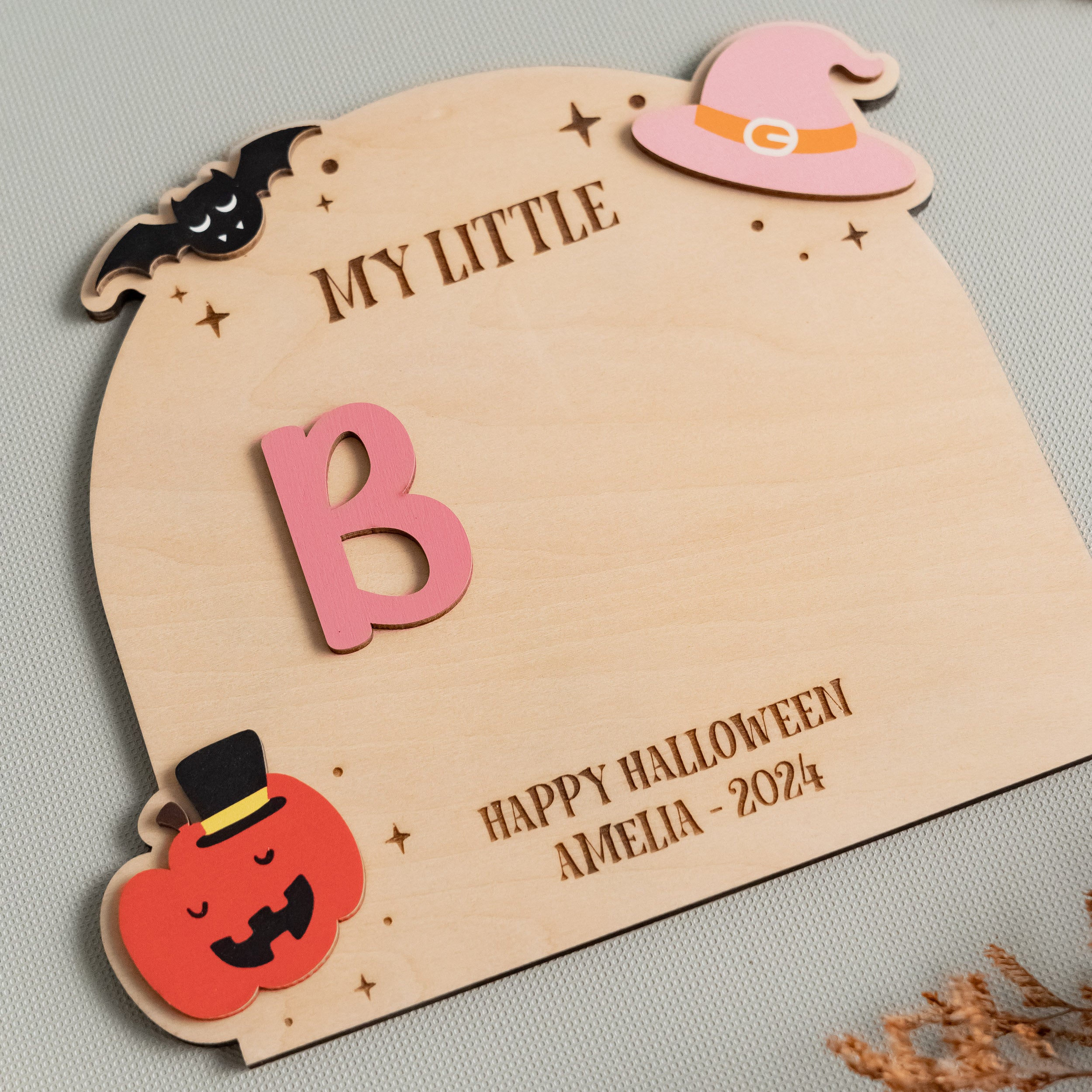 Personalized Boho Halloween Plaque for Nursery Decor