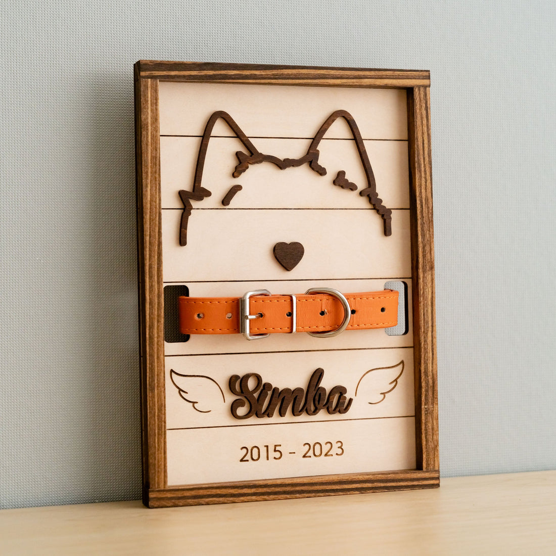 Dog Ear Drawing Framed Wood Personalized Pet Memorial Frame for Dog Remembrance Gift and Custom Dog Ear Artwork E37