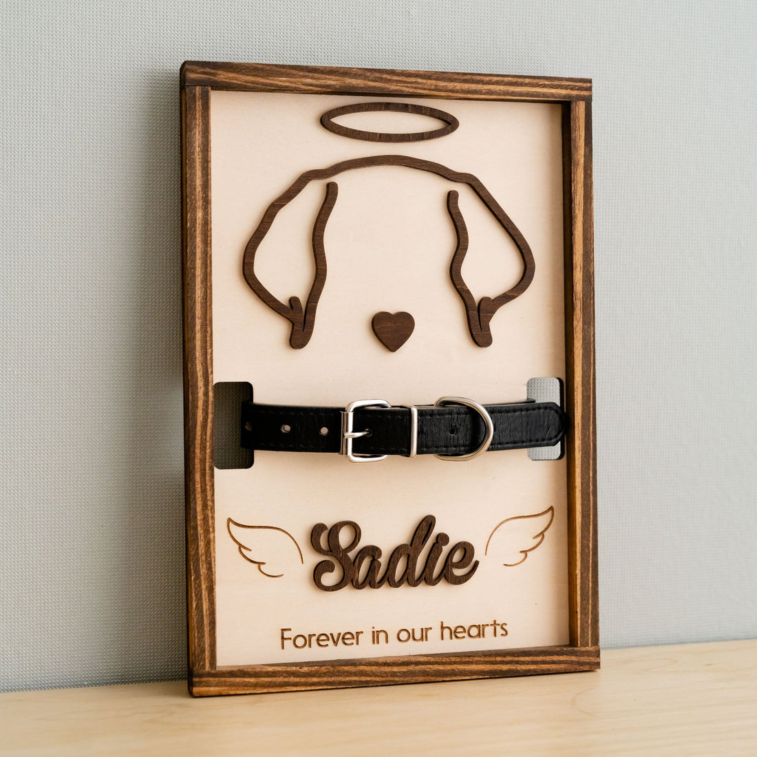 Dog Ear Drawing Framed Wood Custom Dog Memorial Gift for Pet Remembrance Frame and Personalized Dog Memorial Frame E37