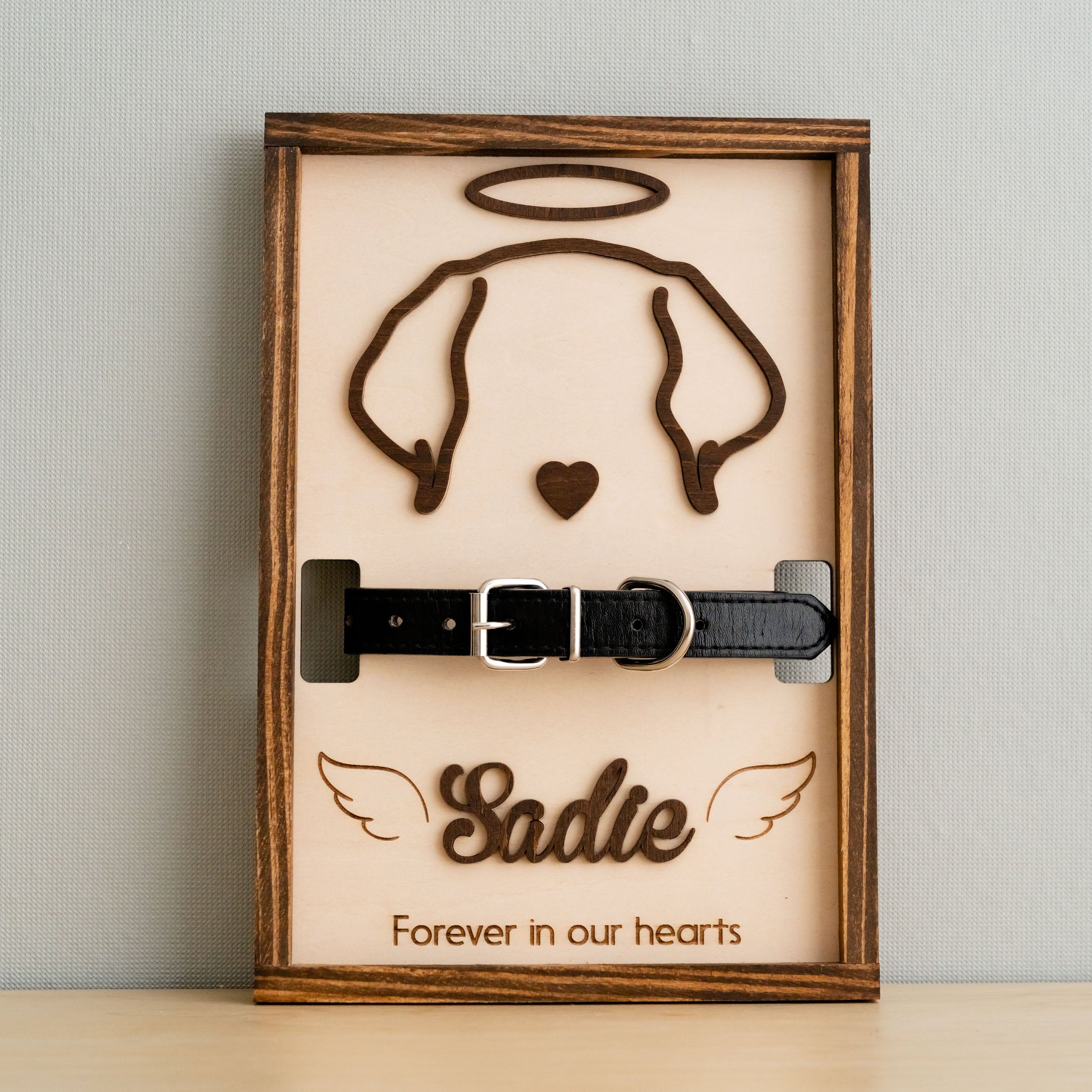 Dog Ear Drawing Framed Wood Custom Dog Memorial Gift for Pet Remembrance Frame and Personalized Dog Memorial Frame E37