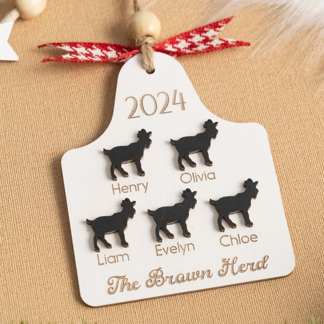 Personalized Family Herd Christmas Ornament Wood Christmas Ornaments for Rustic Holiday Decor O14