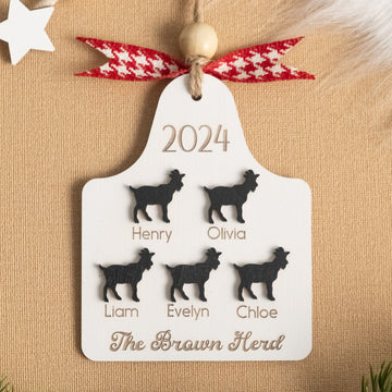 Personalized Family Herd Christmas Ornament Wood Christmas Ornaments for Rustic Holiday Decor O14
