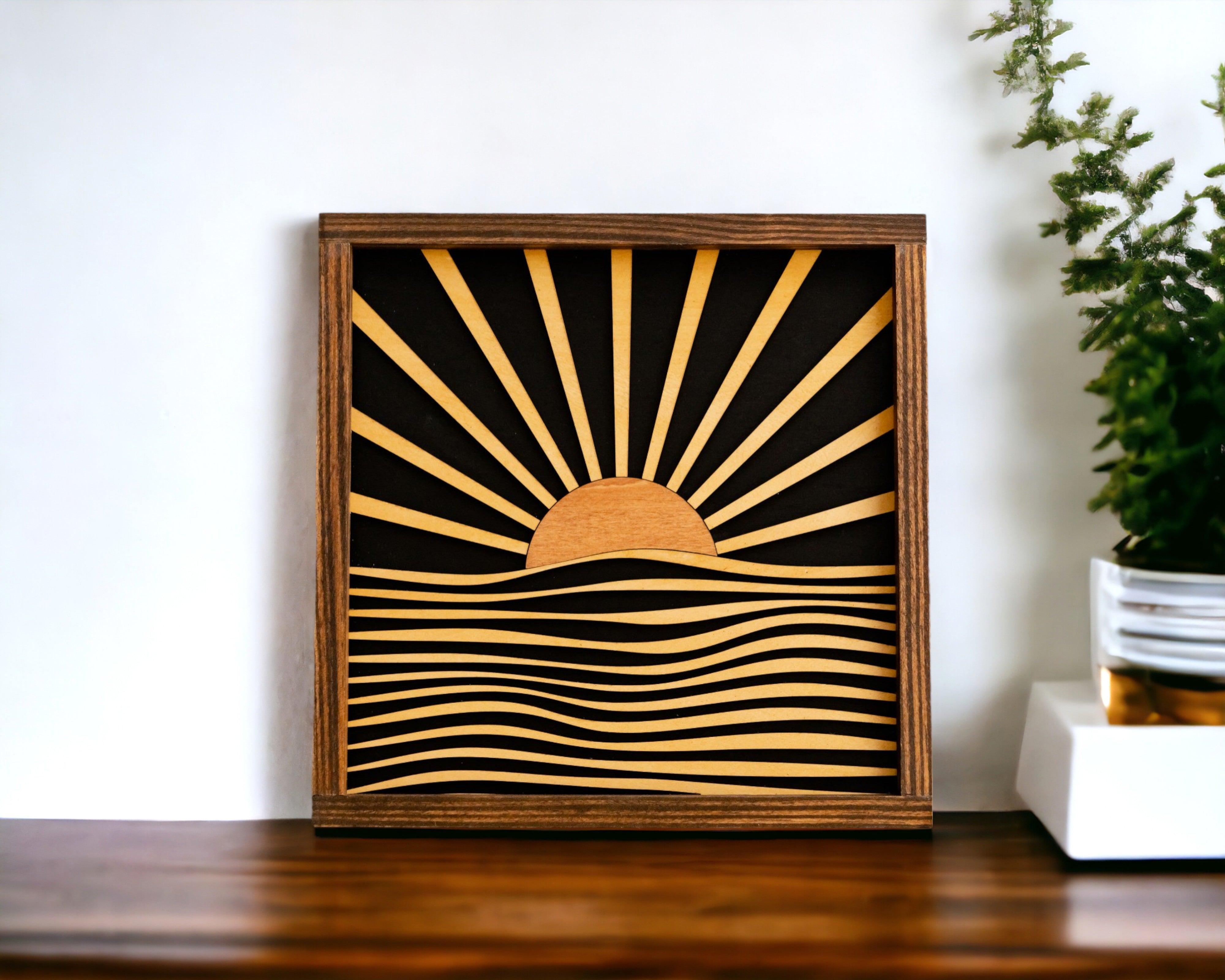 Handcrafted Boho Sunburst Wood Art for Vibrant Home Decor R08