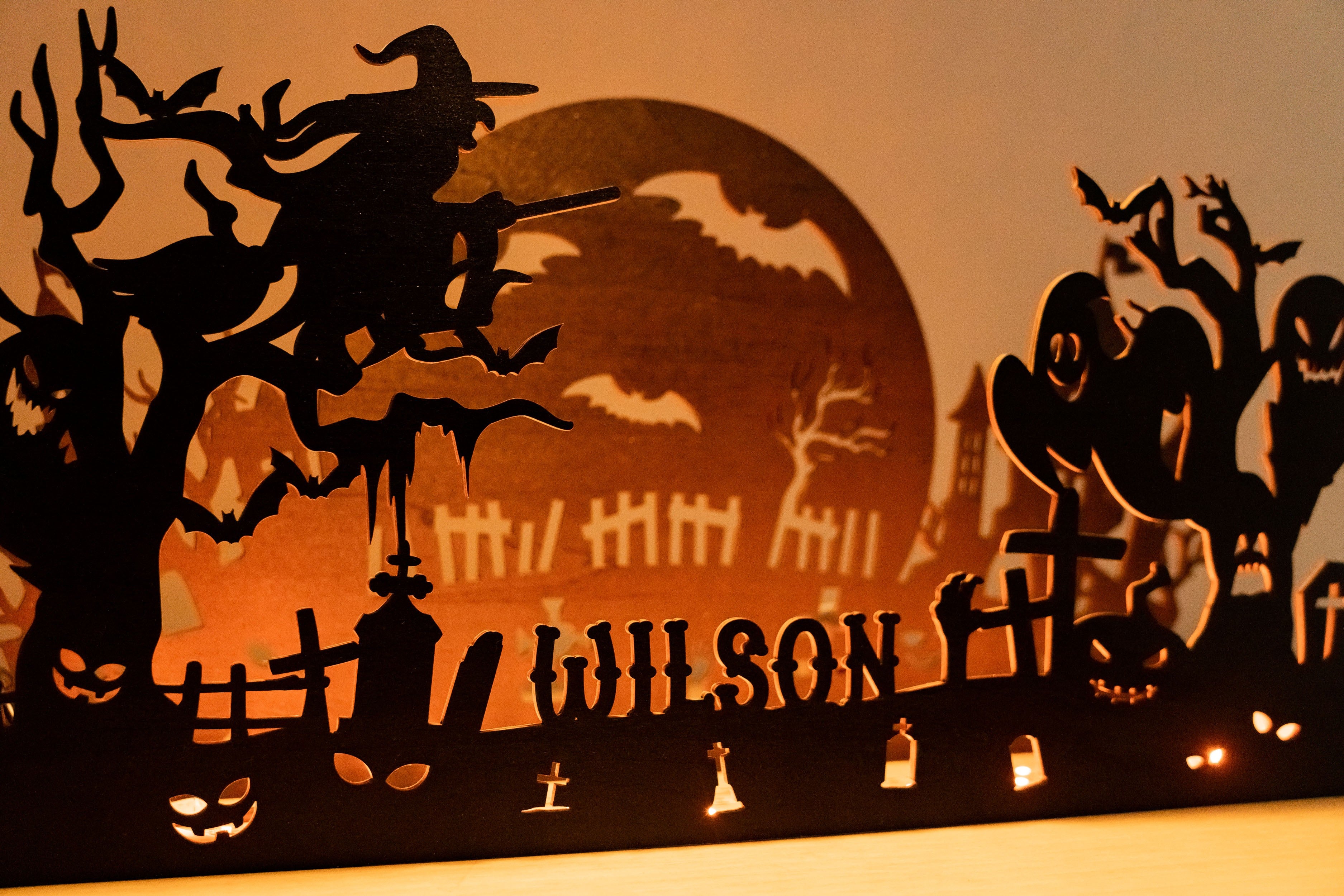 Wooden Halloween Silhouette Table Decor Wood for Home Decor R36