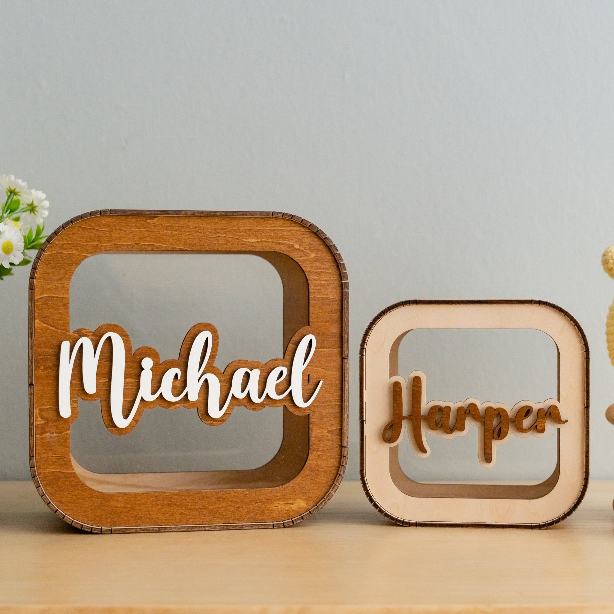 Custom Wooden Name Piggy Bank for Gift or Decor