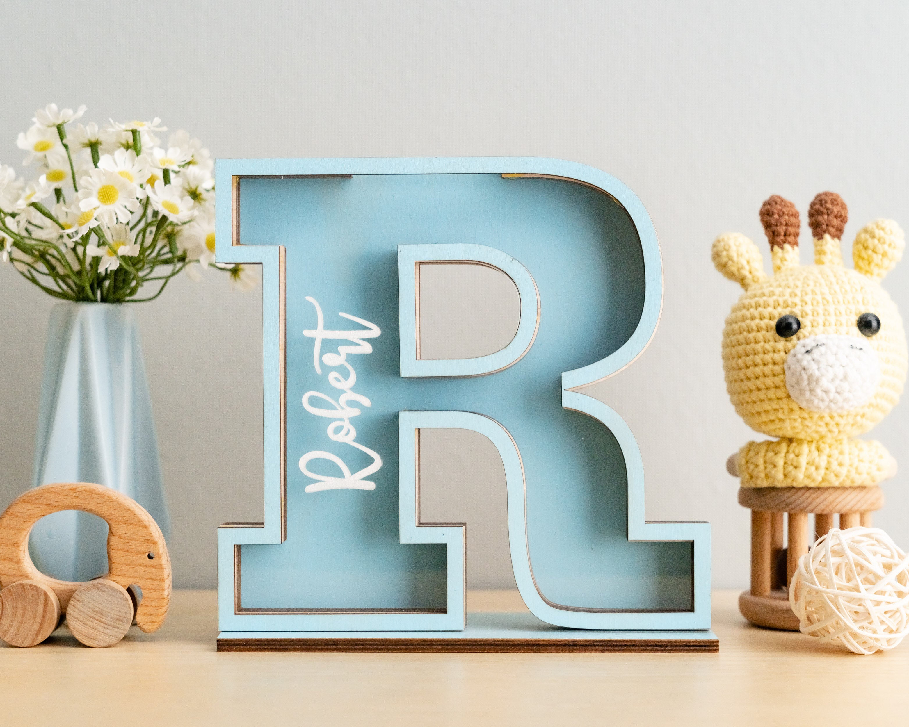 Baby Letter Coin Bank for Scandinavian and Modern Nursery Decor