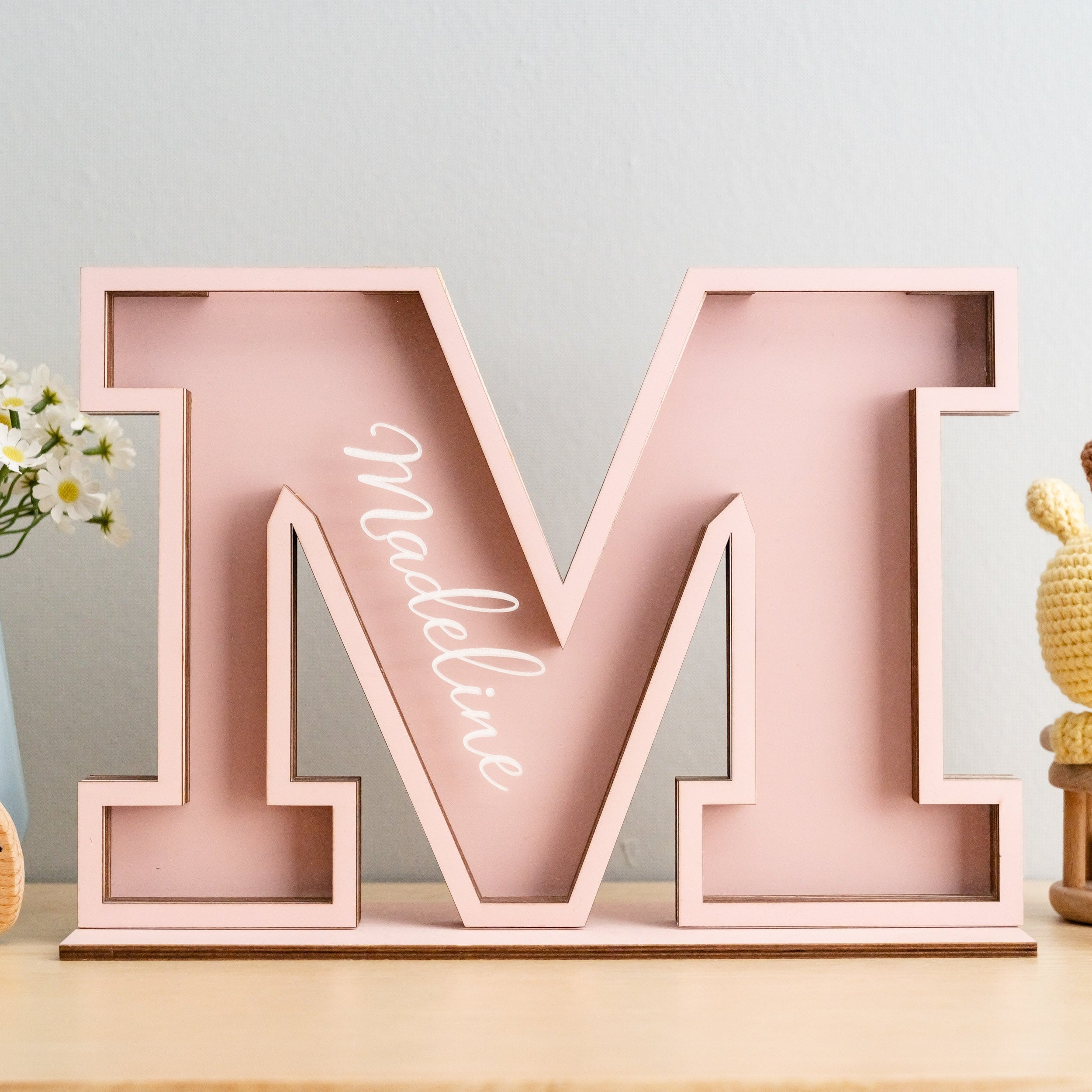 Personalized Letter Piggy Bank wood acrylic for kids room decor E19