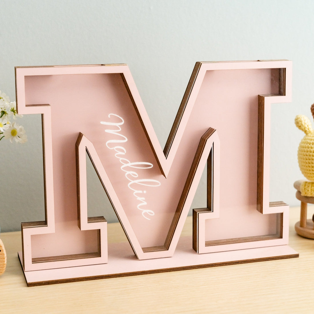 Personalized Letter Piggy Bank wood acrylic for kids room decor E19
