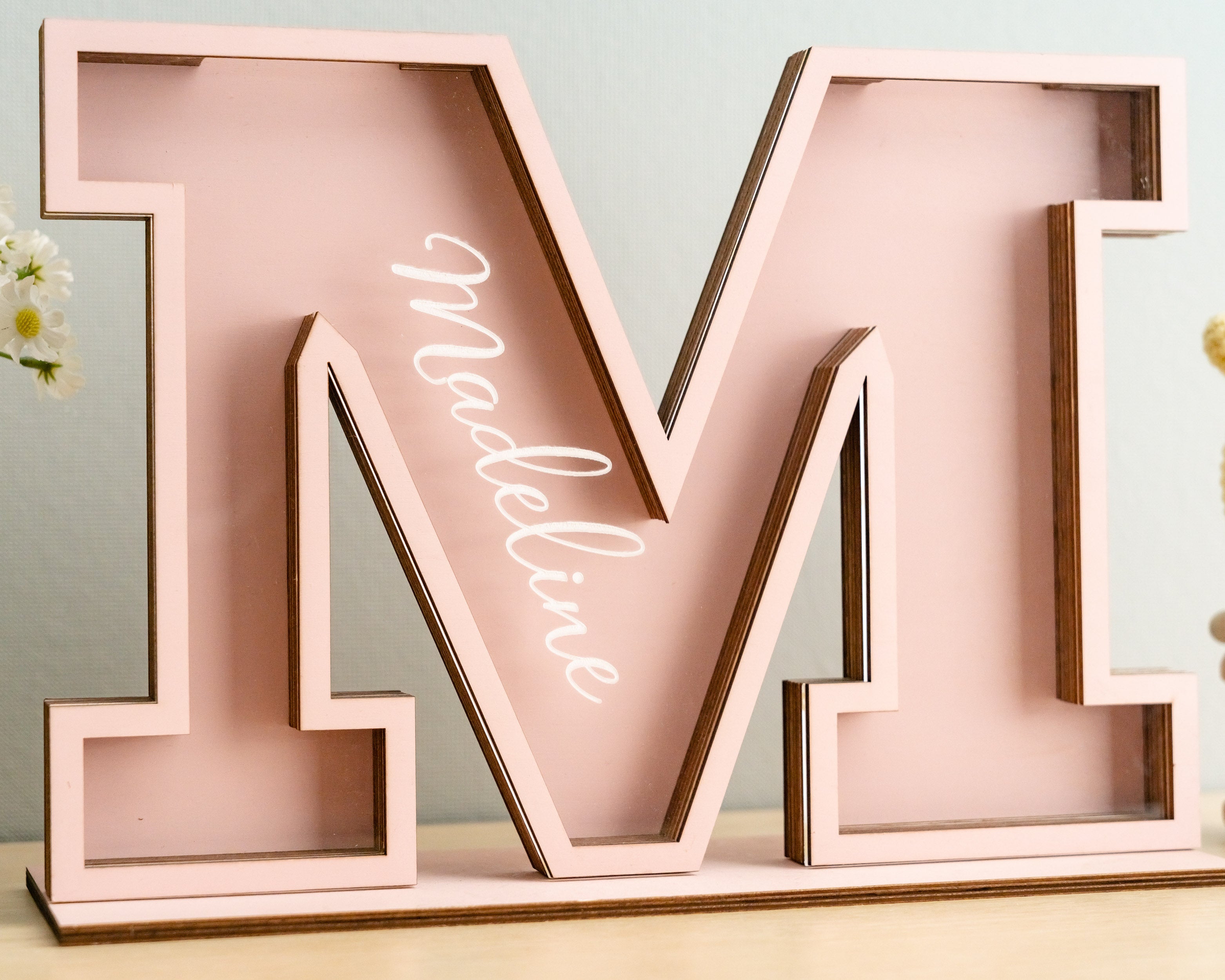 Personalized Letter Piggy Bank wood acrylic for kids room decor E19
