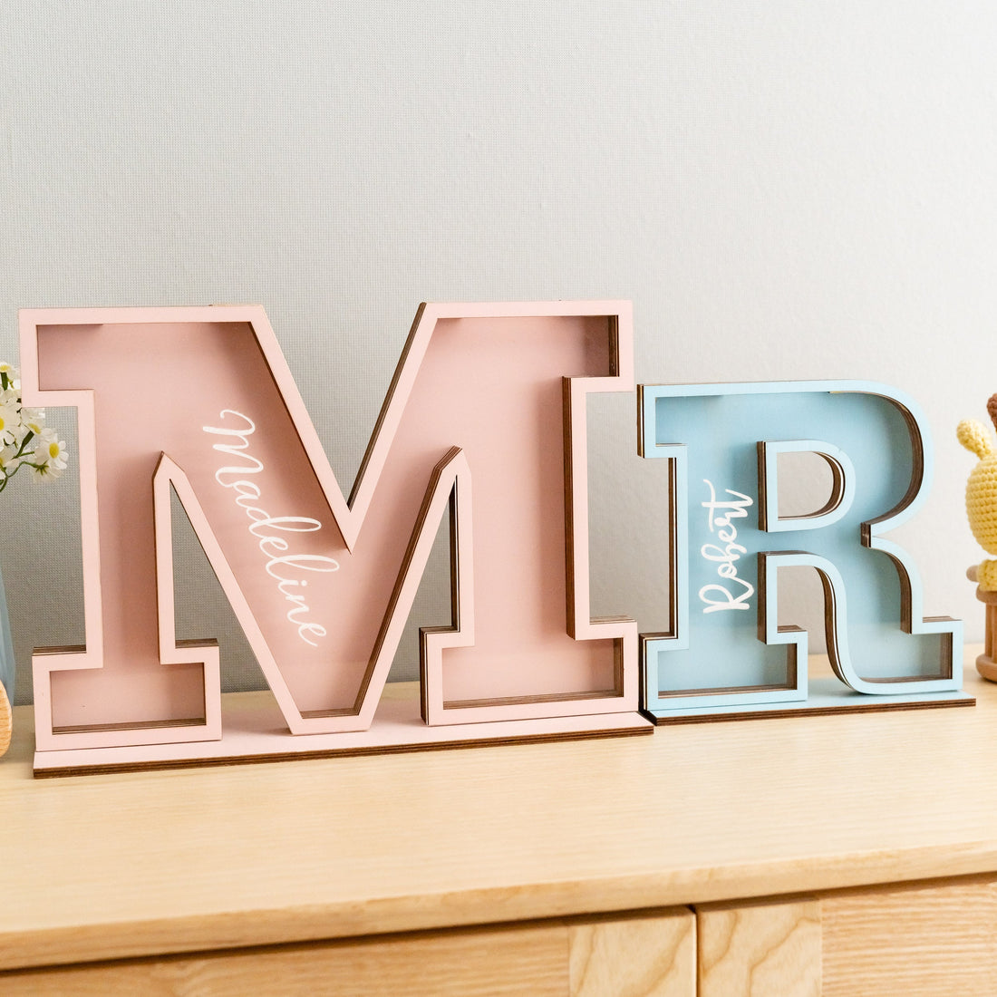 Personalized Wooden Letter Bank for Baby Room Gift E19