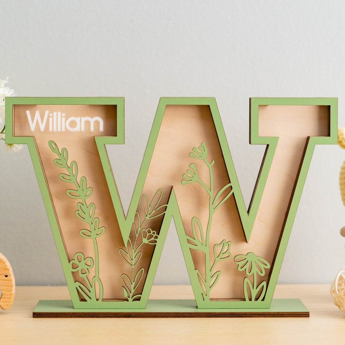 Custom Floral Piggy Bank for Kids Nursery Gift