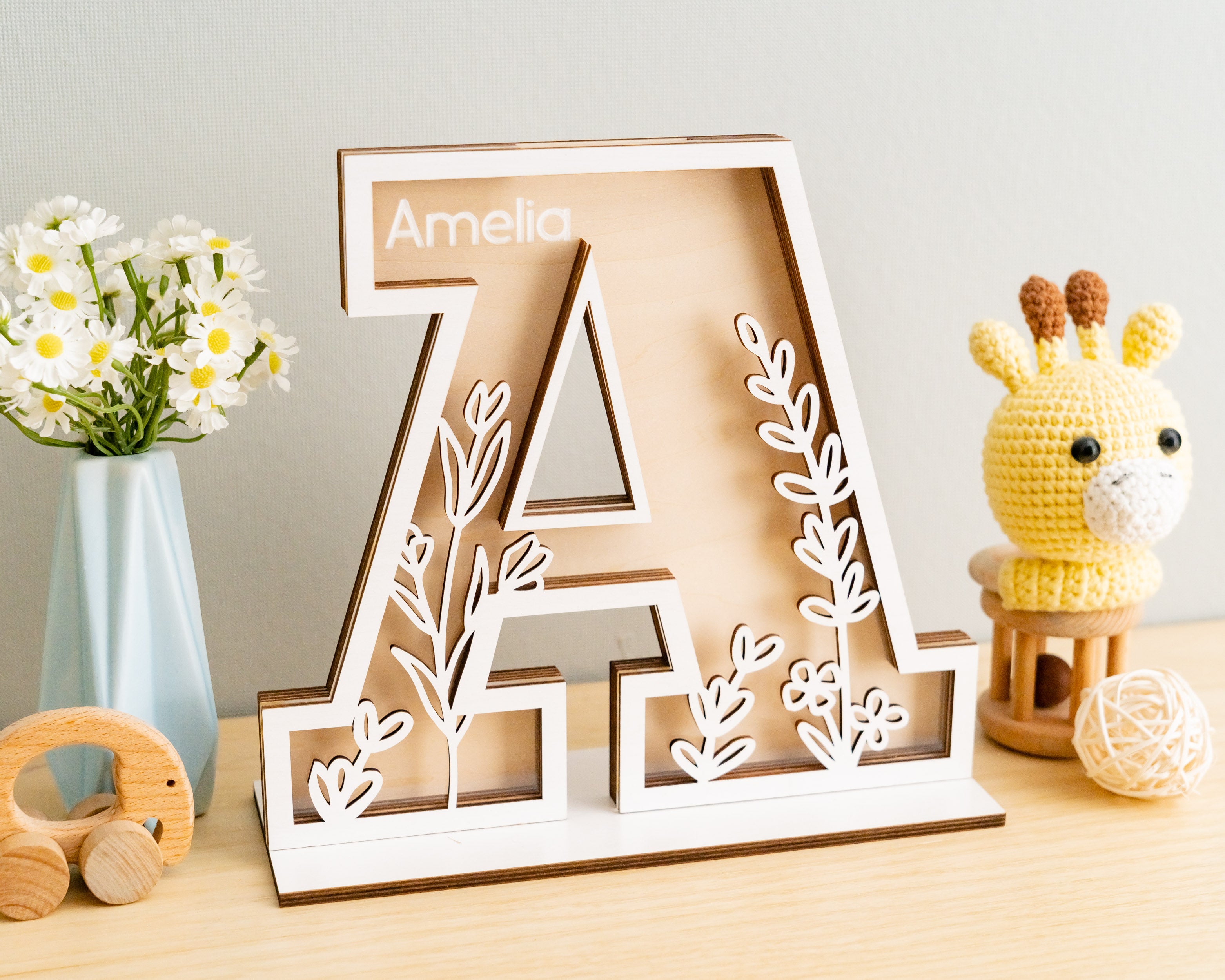 Boho Chic Personalized Letter Coin Bank for Nursery Savings